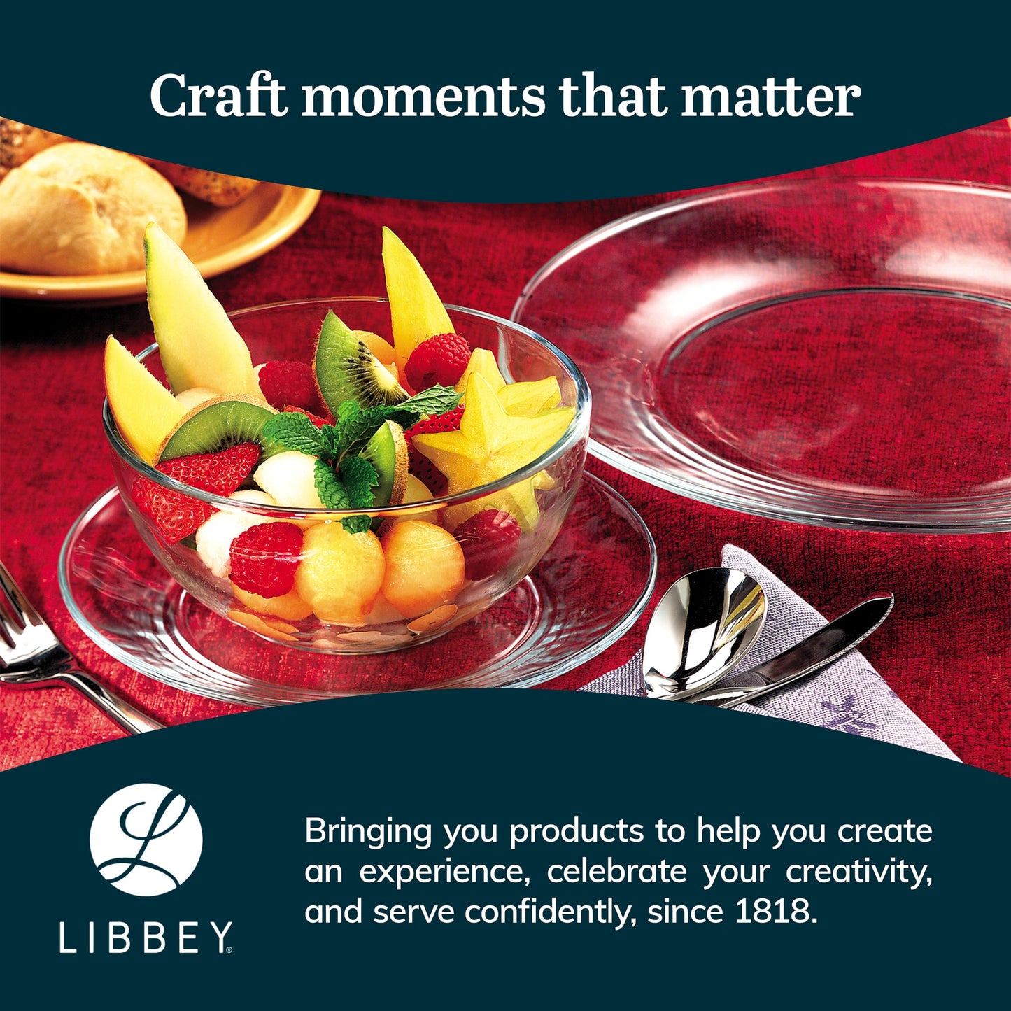 Libbey Round 12 Piece Glass Dinnerware Set, Stackable Glass Plate and Bowl Set w/Round Shape, Modern Plates and Bowls Sets for Gatherings, and Everyday Use