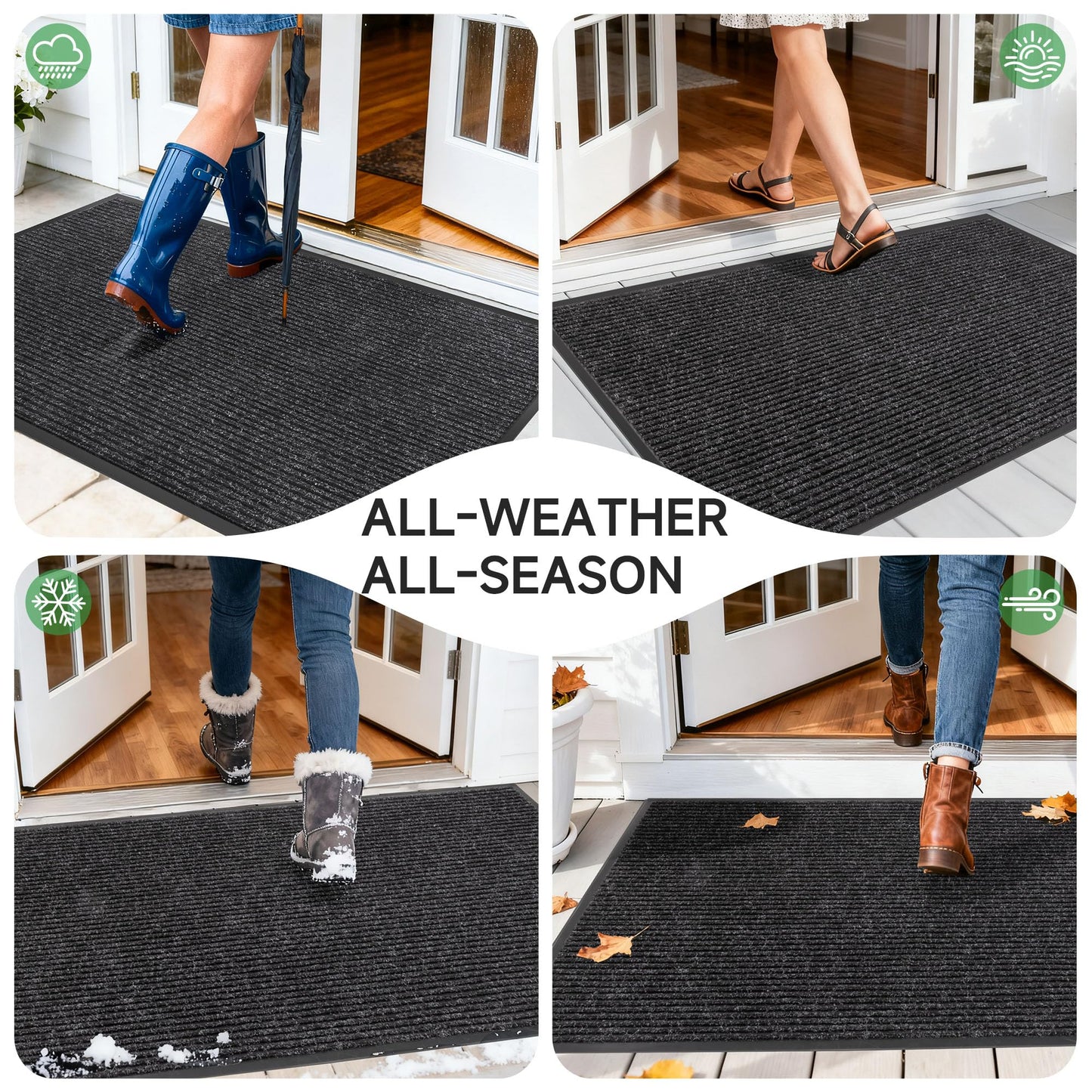 100pointONE Front Door Mat, Heavy Duty Indoor Outdoor Doormat for Entryway, 72" x 36" Low Profile Outdoor Mats for Home Entrance, Stain and Fade Resistant Welcome Mat for High Traffic Area, Black