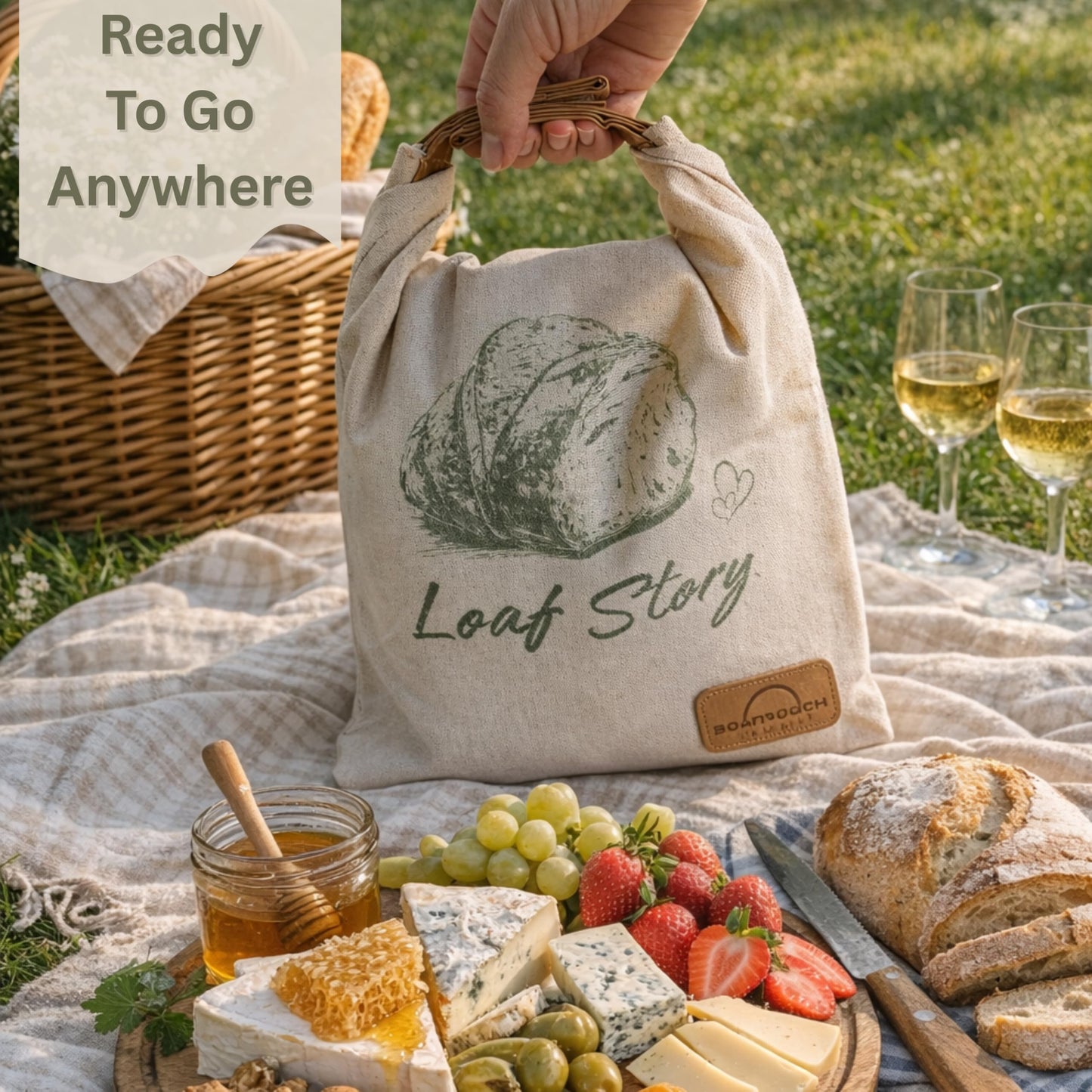LOAF STORY By Sourdough Whisper, Double Lock Reusable Beeswax Bread Bags, Fully Open Zipper + Roll Top Seal, XL Airtight Bread Storage for Freezer & Fridge, 2 Pack