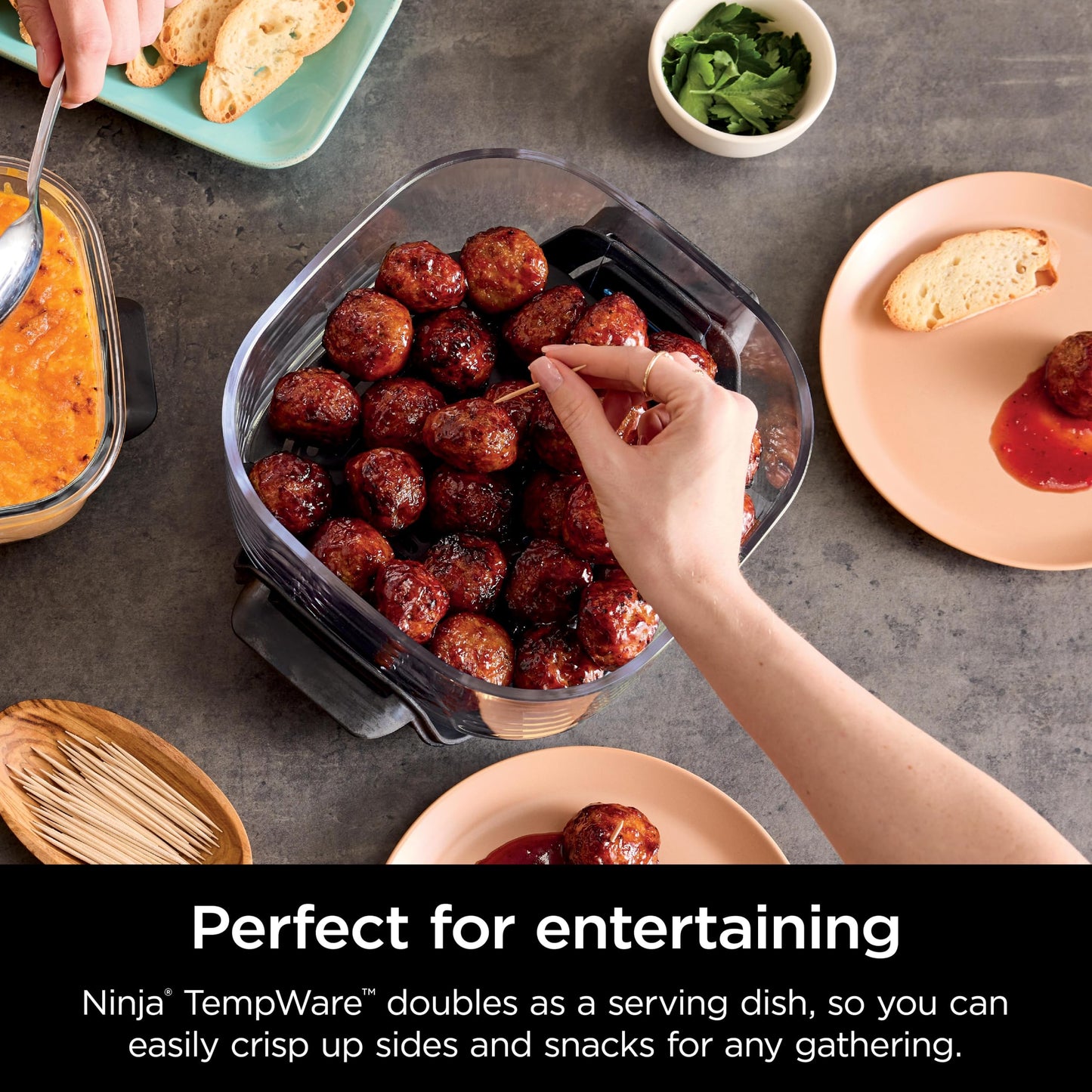 Ninja 2.5-QT CleanCrisp™ Glass Container with Storage lid, Compatible Crispi Portable Cooking System, Microwave, Freezer & Dishwasher Safe, PFAS & PTFE Free Glass Cooking Surface, XSKSFNMED