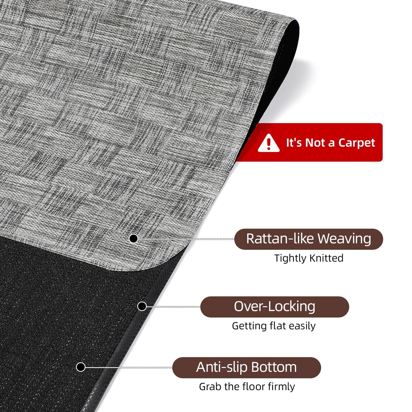 Yecaye Office Chair Mat for Hardwood Floor,45" x 53" Under Computer Desk Floor Protects for Rolling Chair,Non Slip PVC Woven Gaming Chair Mat,Not for Carpet (Lightgrey, 45" x 53")