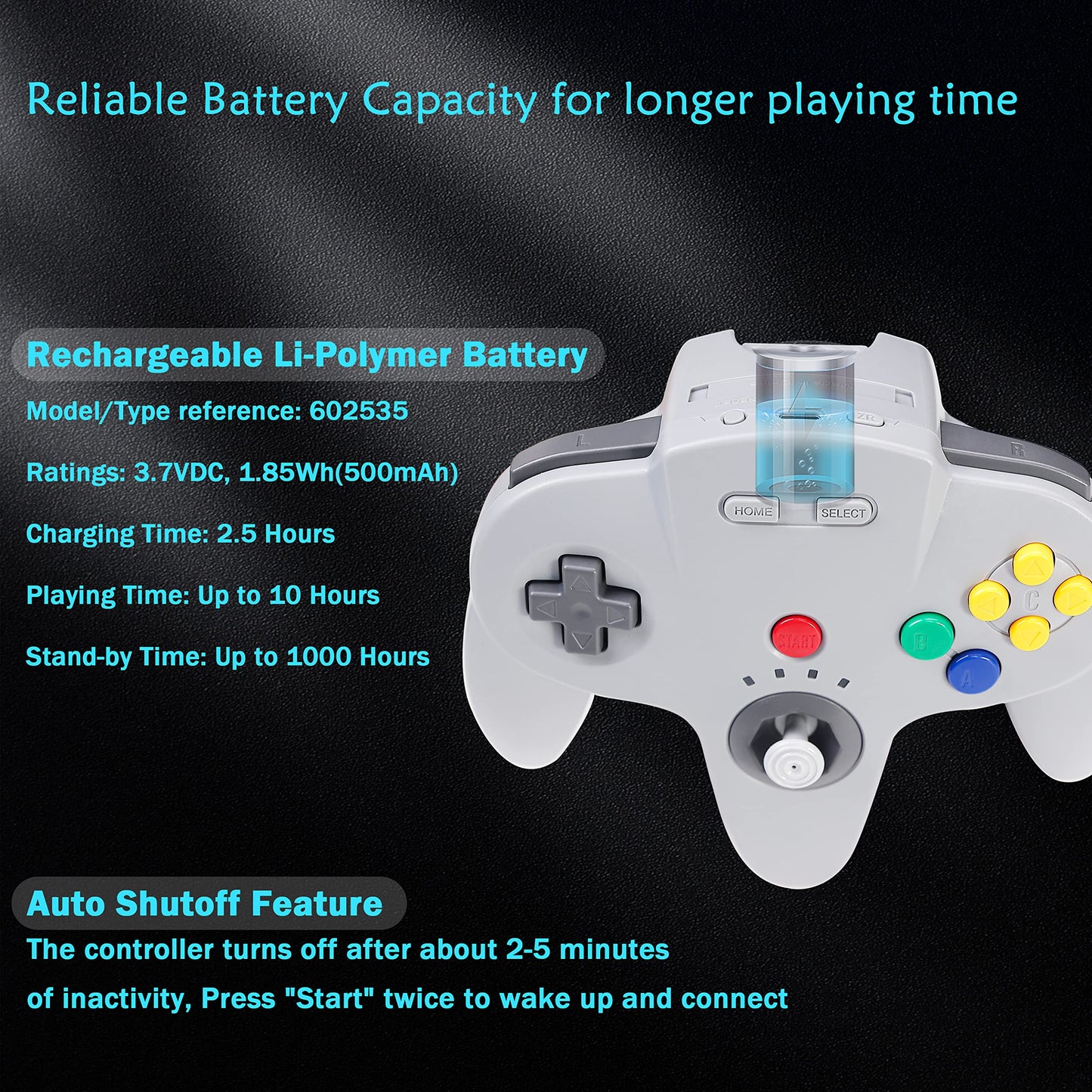 2.4 GHz Wireless N64 Switch Online Controller, USB Receiver & N64 Receiver, Compatible with Windows PC Laptop iOS Mac Raspberry Pi, N64 / Switch Online/NSO - (Rechargeable) (Plug and Play) Gray