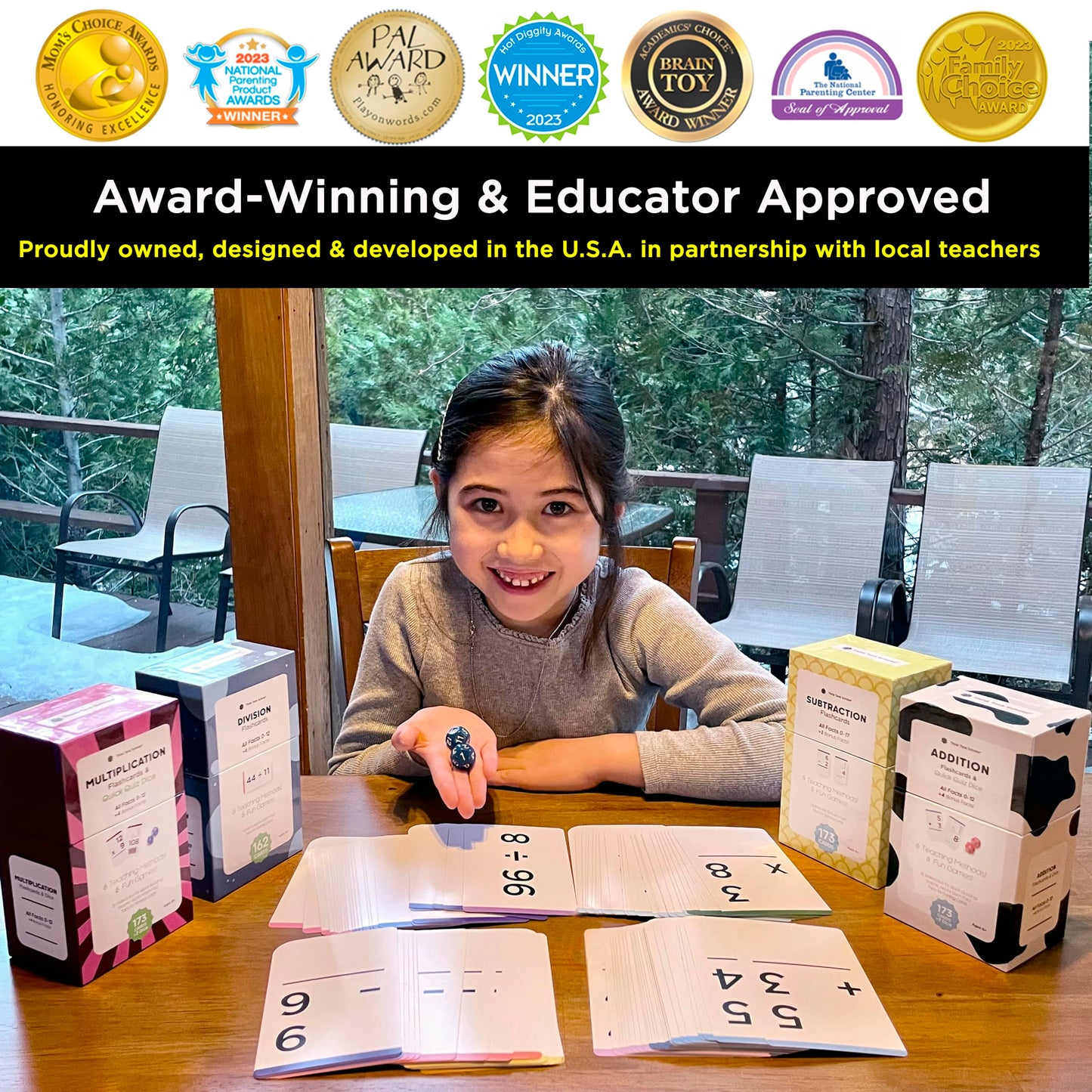 Think Tank Scholar Math Flash Cards (Bulk 20 Case Pack) Addition, Subtraction, Multiplication, Division - 10 Games - Toddlers 2-4 - Kids Ages 4-8 in Kindergarten, 1st, 2nd, 3rd 4th, 5th, 6th Grade