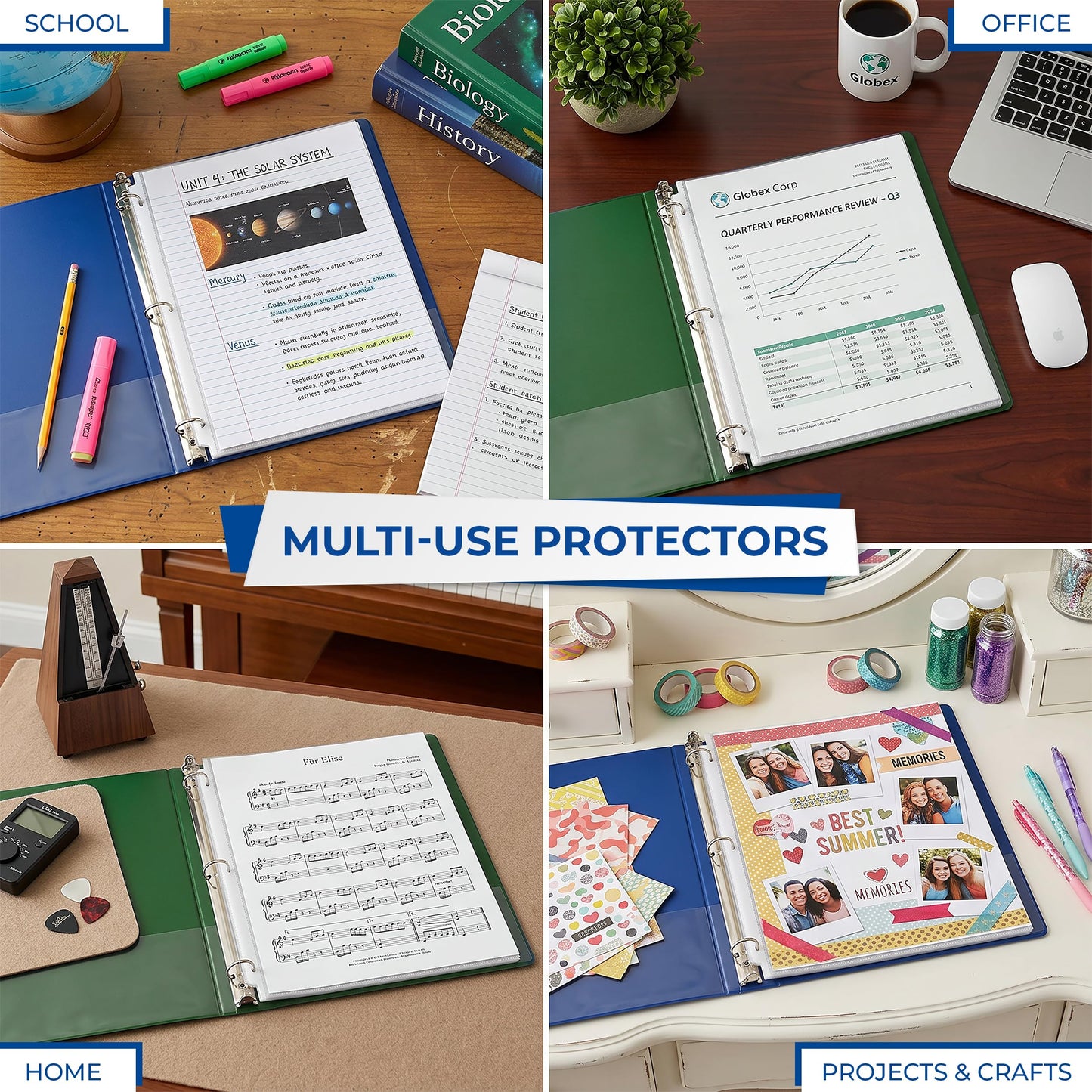 Samsill 500 Pack Heavy Duty Sheet Protectors, Non-Glare, 8.5x11 Inch Page Protectors for 3 Ring Binder, Letter Size Protectors, Reinforced Holes, Non-Glare Document Sleeve, Acid Free, Top Loading