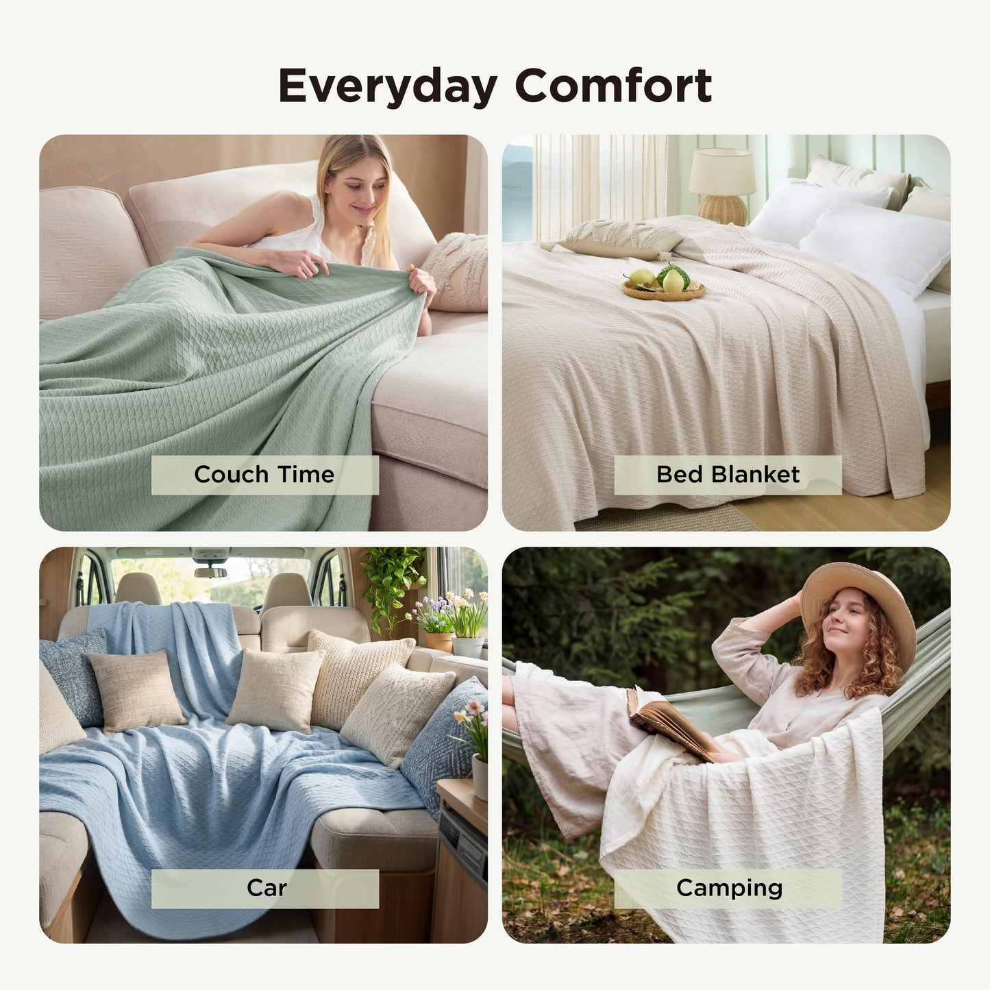 Bedsure Cooling Blanket of Rayon Derived from Bamboo - Lightweight Breathable Cotton Summer Blanket King Size for Hot Sleepers, Luxury Throws for Bed, Couch and Sofa, White, 108x90 Inches