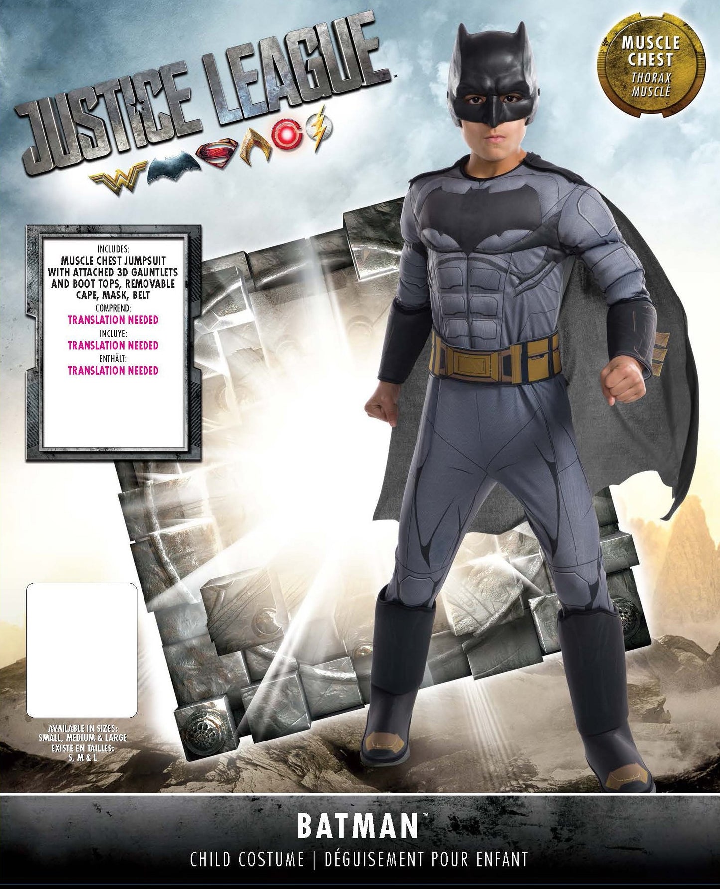 Rubies DC Justice League: Batman Costume for Kids, Boy's Large