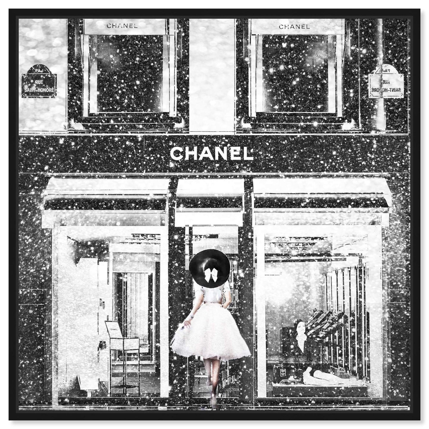 The Oliver Gal Artist Co. Fashion and Glam Wall Art Canvas Prints 'Queen of The Store Noir' Lifestyle Home Décor, 16 in x 16 in, Black Frame