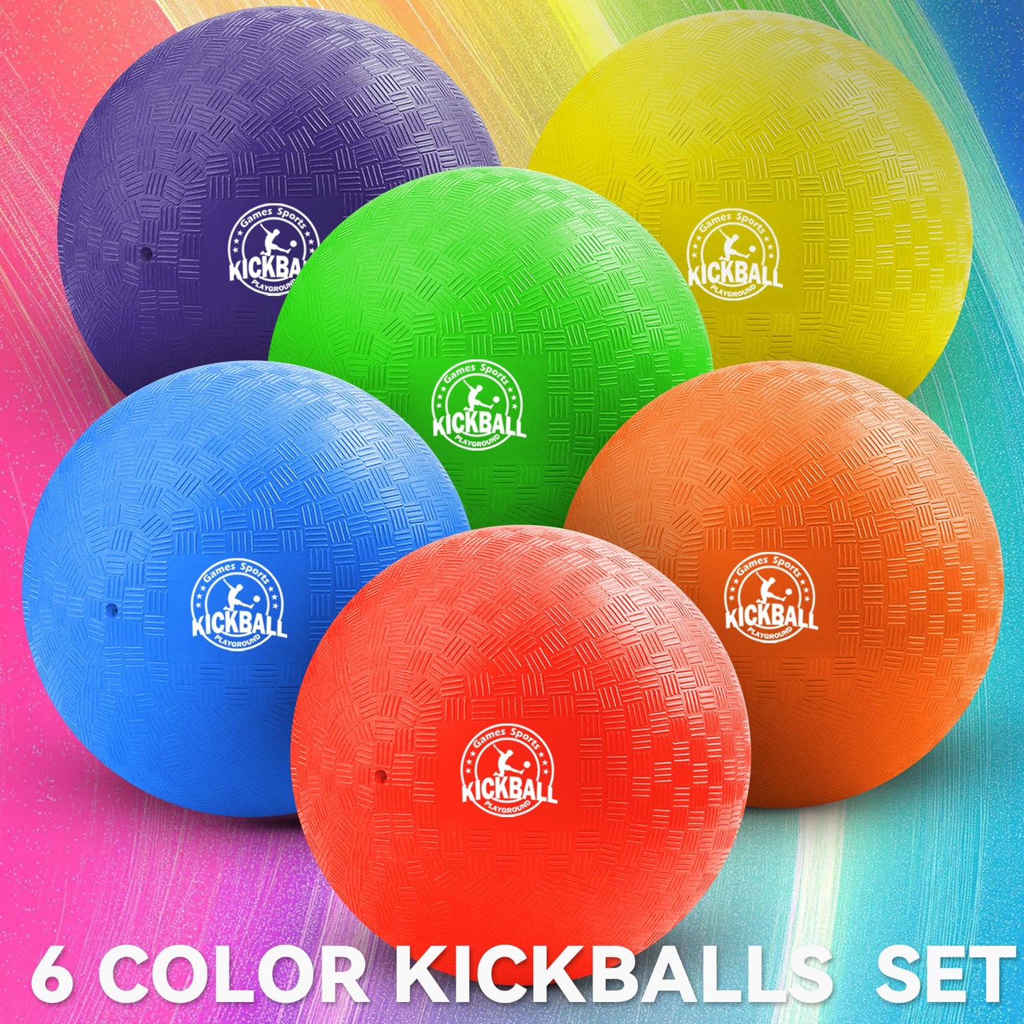 COAMZPARTY 10 Inch Kickball Playground Balls 6 Pack, Dodgeballs for Kids&Adults, Four Square for School, Outdoor&Indoor Games with Hand Pump and Storage Bag (10 Inch Playground Ball (6 Piece))