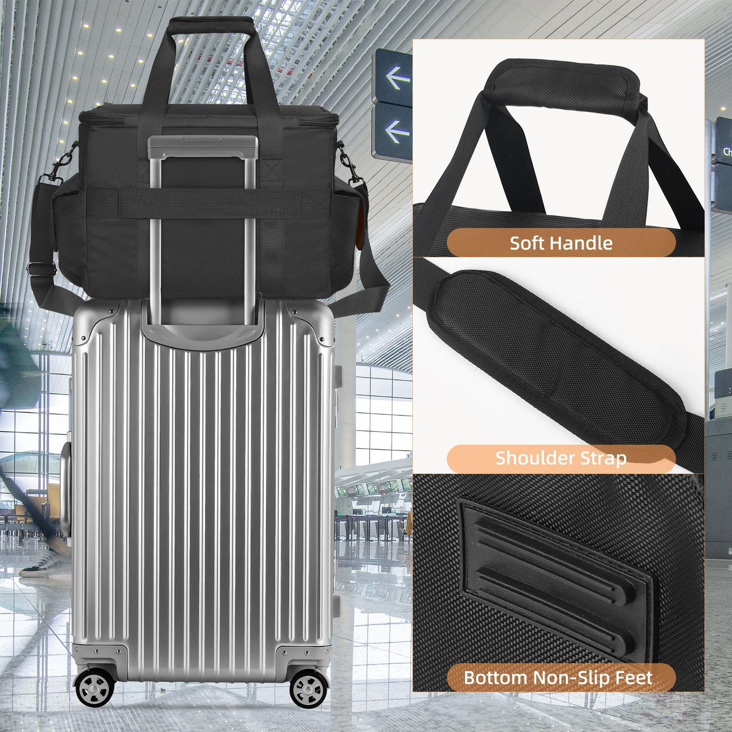 Homfu DJ High Capacity Band Equipment Bag-DJ Gig Gear Bag with Detachable Padded Bottom Dividers,DJ Cable File Storage Organizer Bag for USB,DJ Equipment,Musicians Accessories,Travel,Sound Equipment