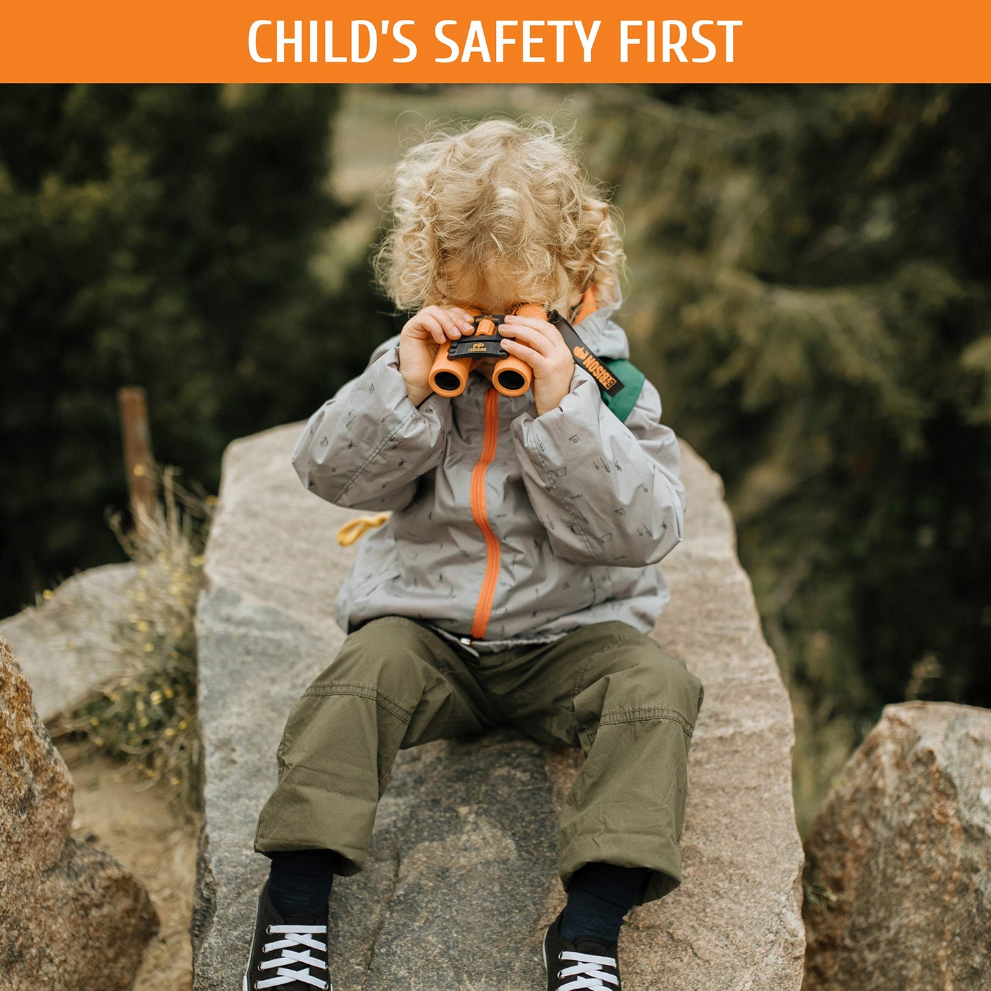 BeBison Binoculars for Kids and Adults - 8x21 High Resolution Real Optics - Compact Folding Shockproof Kids Binoculars for Bird Watching - Spy Games - Outdoor Play for Boys and Girls
