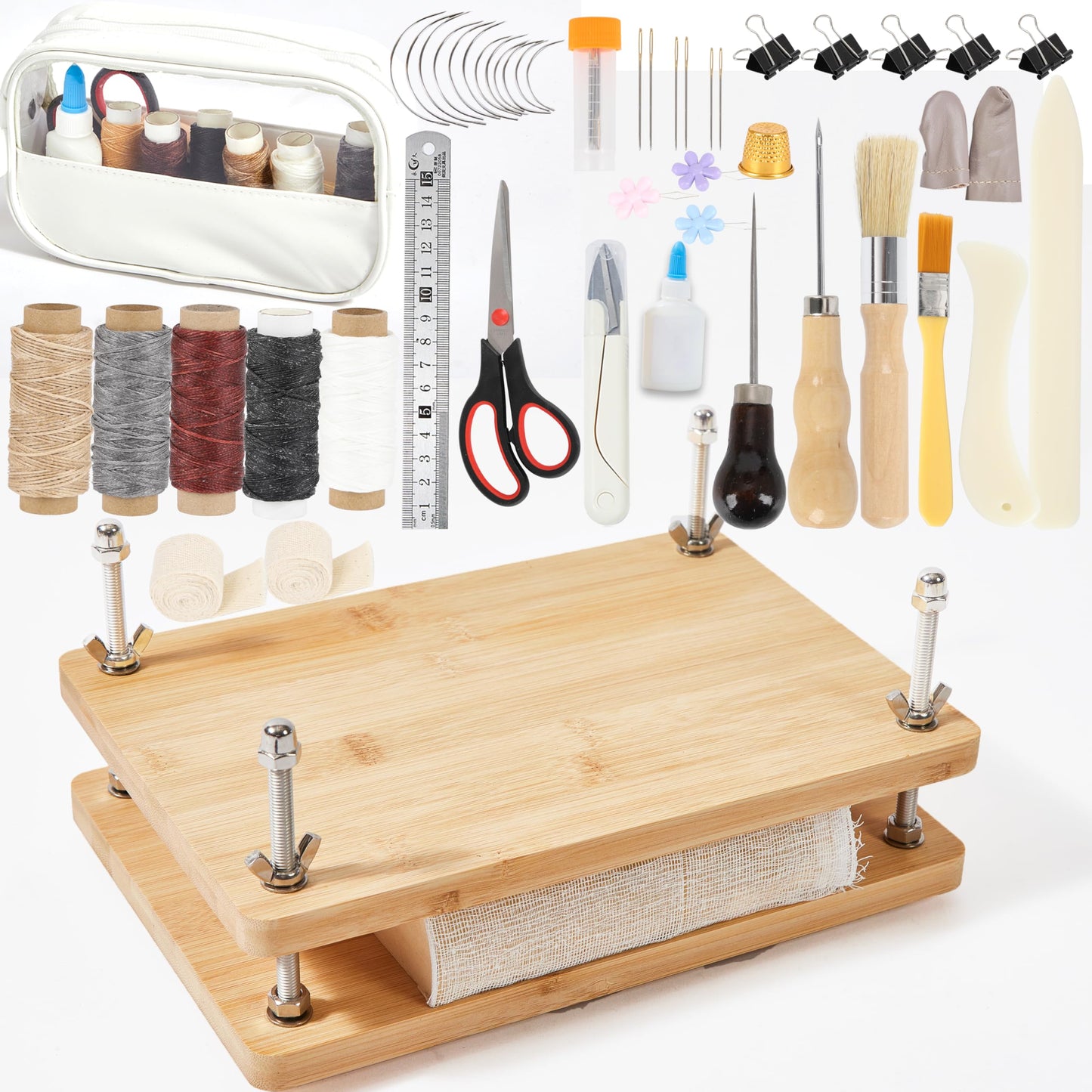 pamctry 50 Pcs Book Binding Kits for Beginners - Complete DIY Kit with Tools & Instructions, 11.6 x 7.8 Inches
