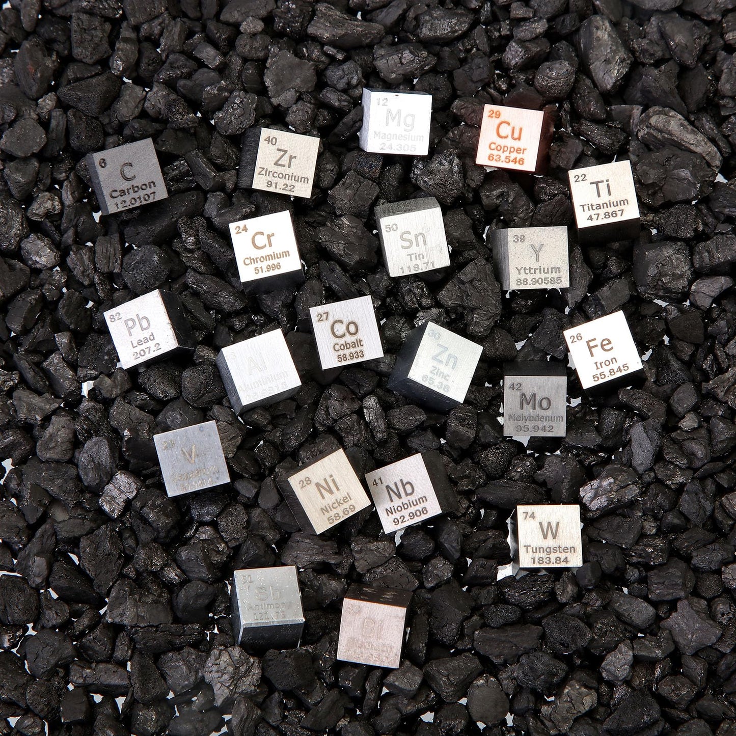 Gisafai 20 Pcs Element Cube Set 0.39 Inches Periodic Table of Elements Pure Tungsten Cube Molybdenum Titanium Copper Iron Niobium Tin Cobalt Suitable for Collection Christmas Gift