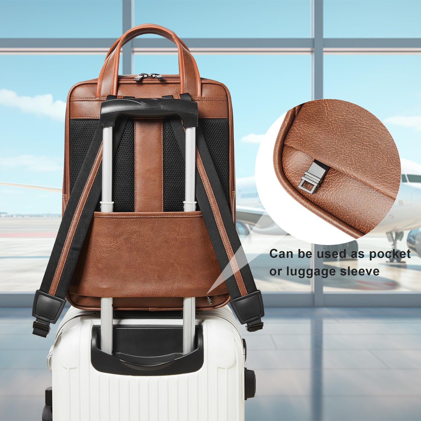 Shrrie 15.6" Laptop Backpack,Business Work Backpack Briefcase,Durable Computer Backpack for Office,Travel,College,Two-toned Brown