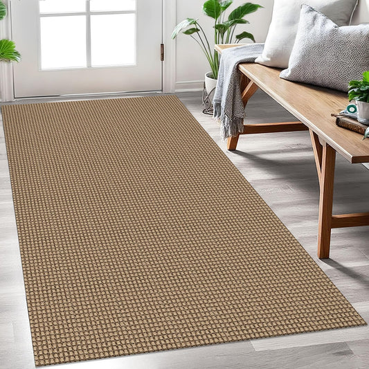 EARTHALL Woven Area Rug 3x5 Ft Washable Rugs for Entryway Braided Non Slip Rubber Backed Throw Rugs Door Mat Indoor Outdoor Entrance Cotton Carpet for Kitchen Foyer Front Door, Orange/Tan/Brown