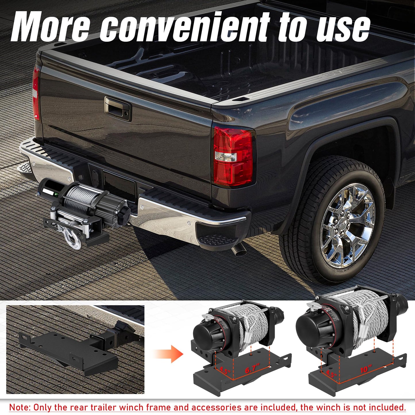 EYOUHZ Trailer Hitch Winch Mount with 2" Receiver, Universal Heavy-Duty Winch Plate Bracket for ATV/UTV/SUV/Truck/Pickup, 17000 lbs Towing Capacity, Mounting Cradle, Black
