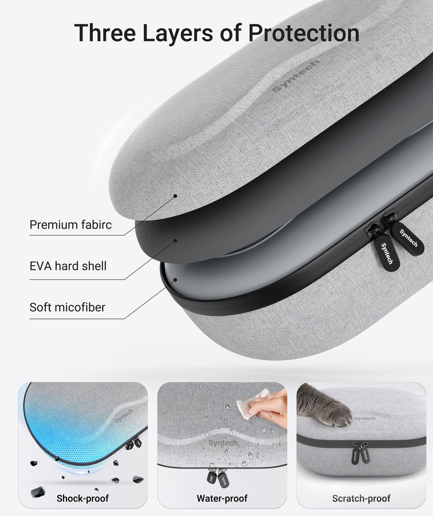 Syntech Hard Carrying Case for Apple Vision Pro and Accessories, VR Gaming Headset Case with Lens Cover, Multi-Layer Protection Shell, Suitable for Travel and Home Storage, Gray