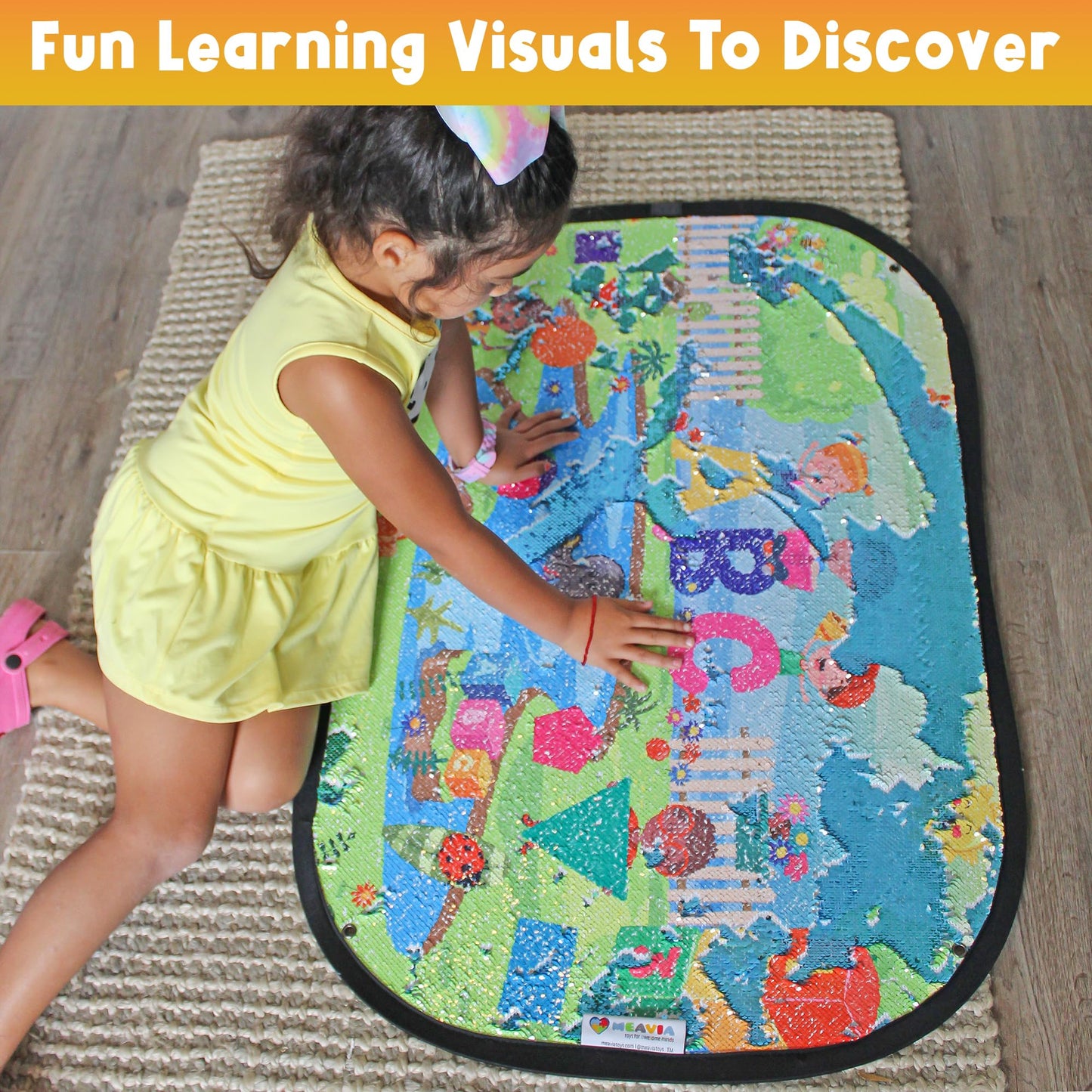 Meavia Reversible Sequins Wall Sensory Fun Toy Learning Discovery Version, Jumbo Size 40 x 27 Inches