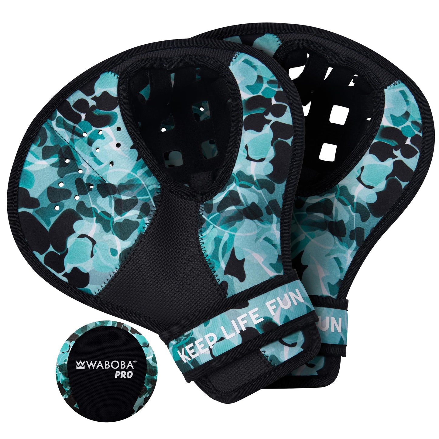 Waboba Catch Water Gloves Pro Water Bouncing Ball Set - for Beach Games & Swimming Pool Toys – 2 Baseball Style Mitts for Catching Water Balls – One Size Ambidextrous Design