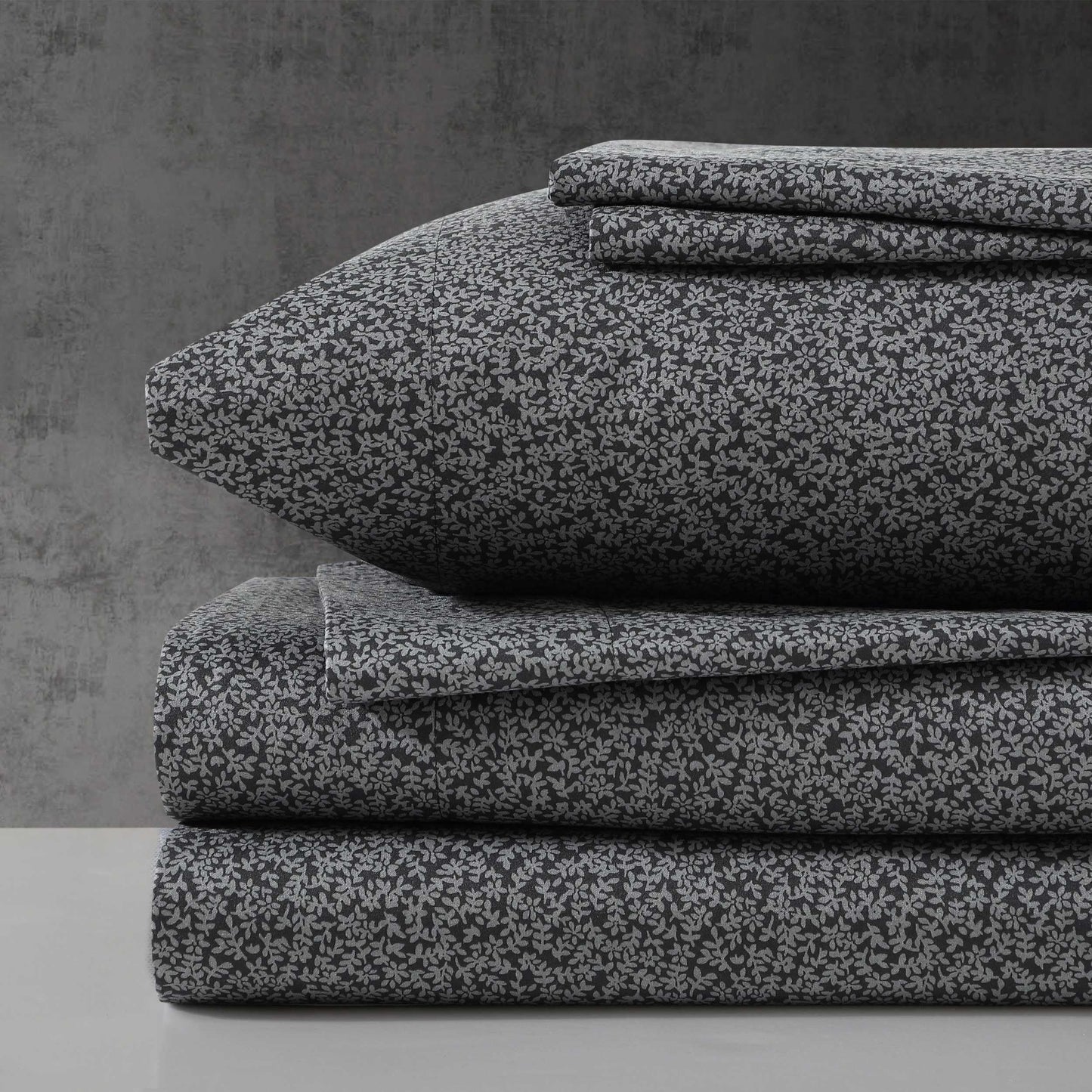 Kenneth Cole - Queen Sheet Set, Super Soft Wrinkle-Resistant Bedding with Bonus Pillowcases, Floral Home Decor, Oeko-Tex Certified (Chill Flowers Charcoal, Queen)