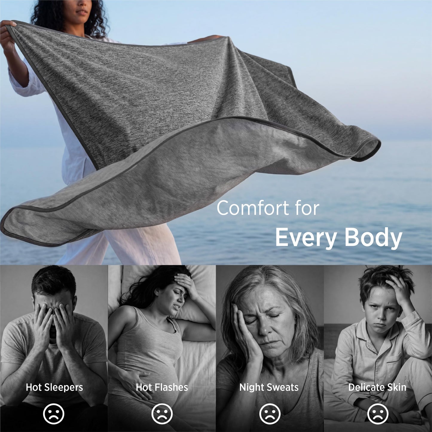 Bedsure Double Sided Bed Cooling Blanket Full Size for Hot Sleepers - Summer Cold Bed Sheet Blankets with Rayon Derived from Bamboo, Ice Cool Lightweight Arc-Chill Thin Summer Cooler Bedding, 80x90