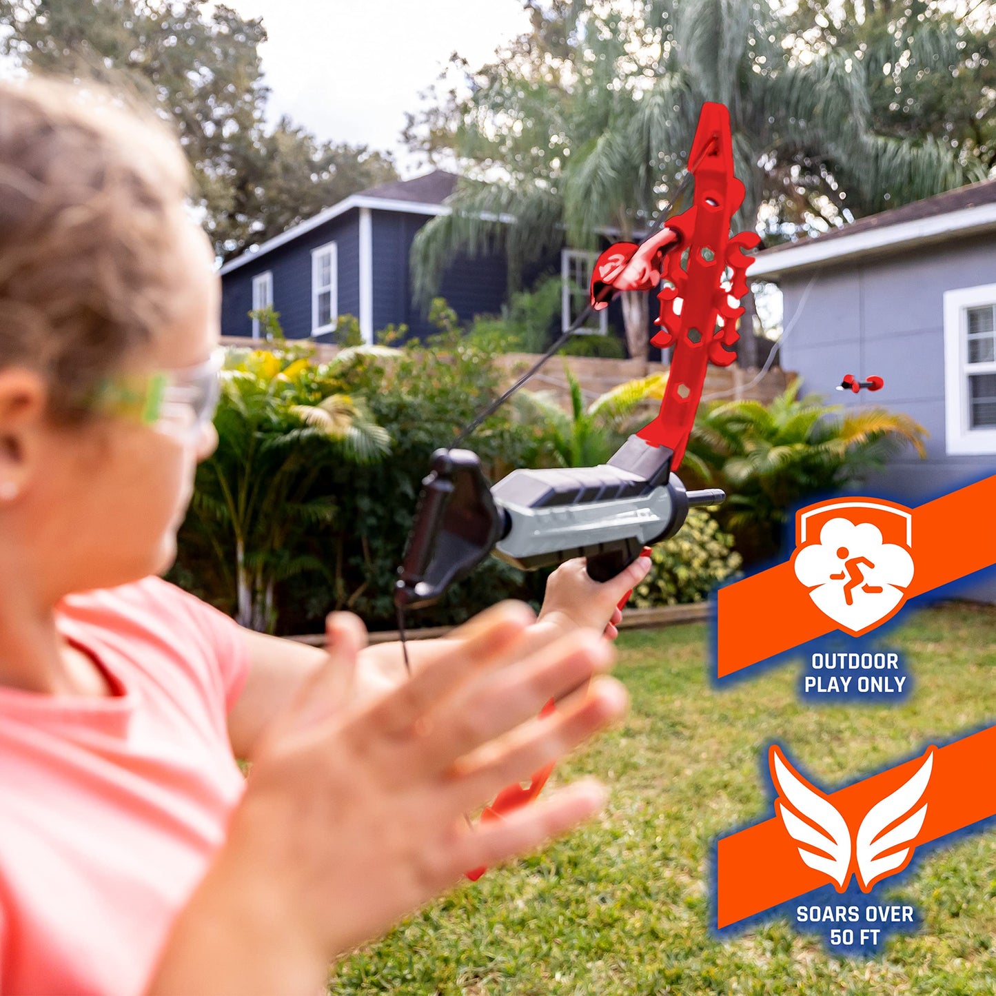 Nerf Rip Rocket Bow and Arrow Set - Rip Rocket Blaster Soft Foam Bow + Arrow Set - Indoor + Outdoor Play - Bow and (4) Foam Tip Arrows - RIPROCKET Air Powered Bow and Arrow