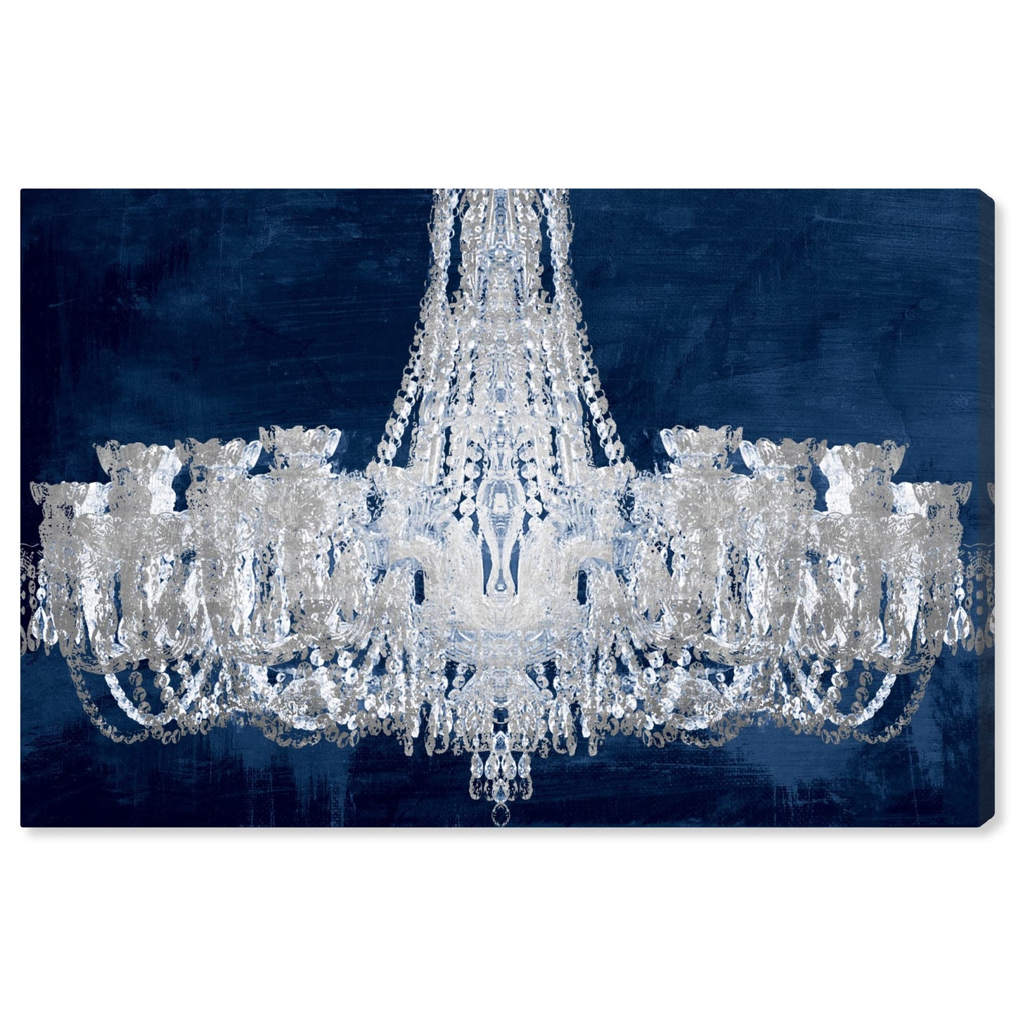 The Oliver Gal Artist Co. Fashion and Glam Wall Art Canvas Prints 'Royal Gala Night Silver' Chandeliers Home Décor, 30" x 20", Gray, Blue