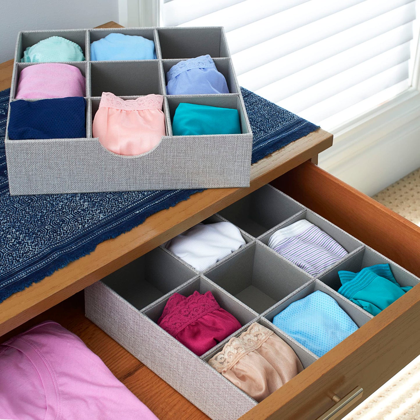 Household Essentials Drawer Organizer Tray 2 Pack, Gray