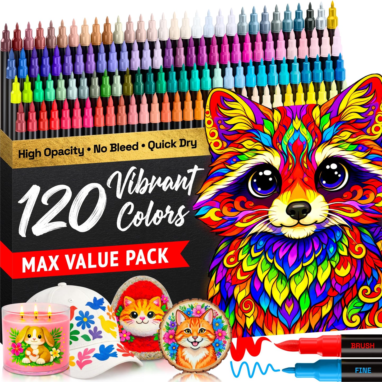 ARTISTRO 120 Acrylic Paint Markers - Paint Pens for Drawing - For Fabric, Rock, Glass, Wood, Molds - Arts & Crafts Gift for Adults, Teens, Kids, Classroom Must Haves & School Supplies