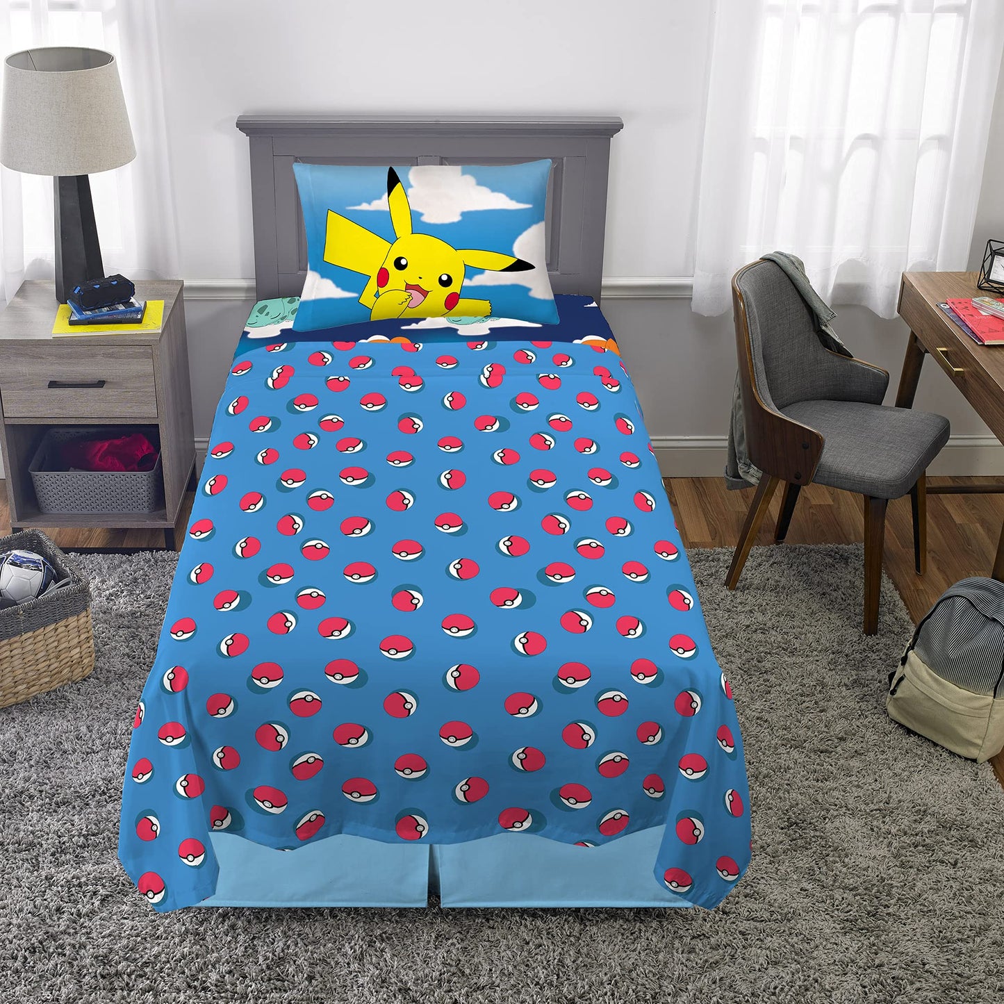 Pokemon Anime Kids Bedding Super Soft Microfiber Sheet Set, Twin, (Officially Licensed Product) by Franco