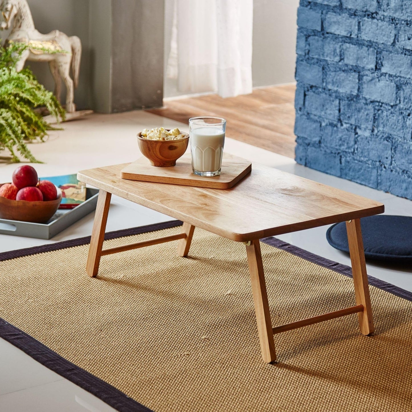 PJ Wood Folding Laptop Desk Tray, Lightweight Portable Table for Bed or Couch Computer Work, Eating at Home, Small Spaces, 24 Inch, Natural
