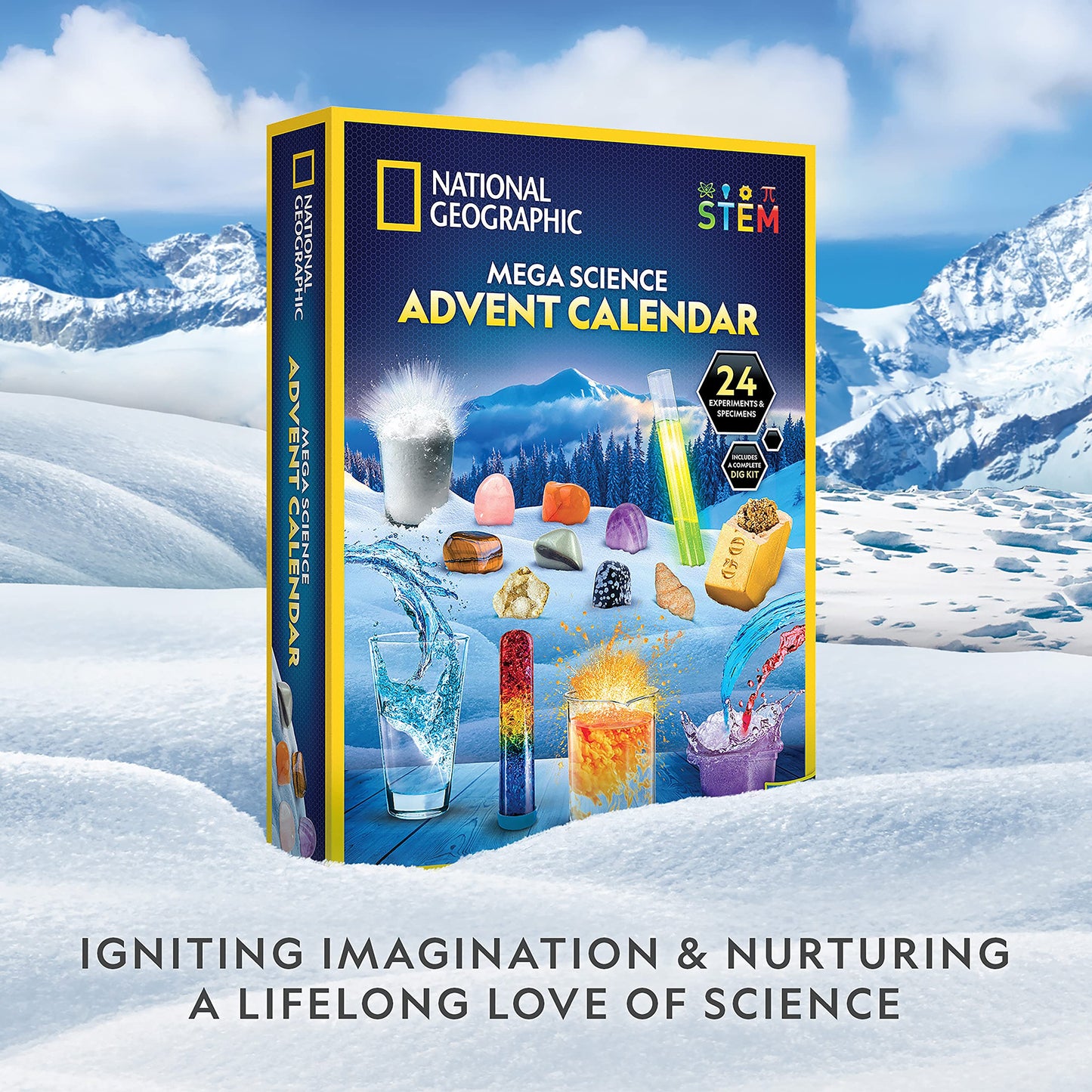 NATIONAL GEOGRAPHIC Science Kit & Rock Collection Advent Calendar 2025 – Jumbo Advent Calendar with 24 Days of Science Experiments, Gemstones & More for Kids, STEM Projects for Kids Ages 8-12