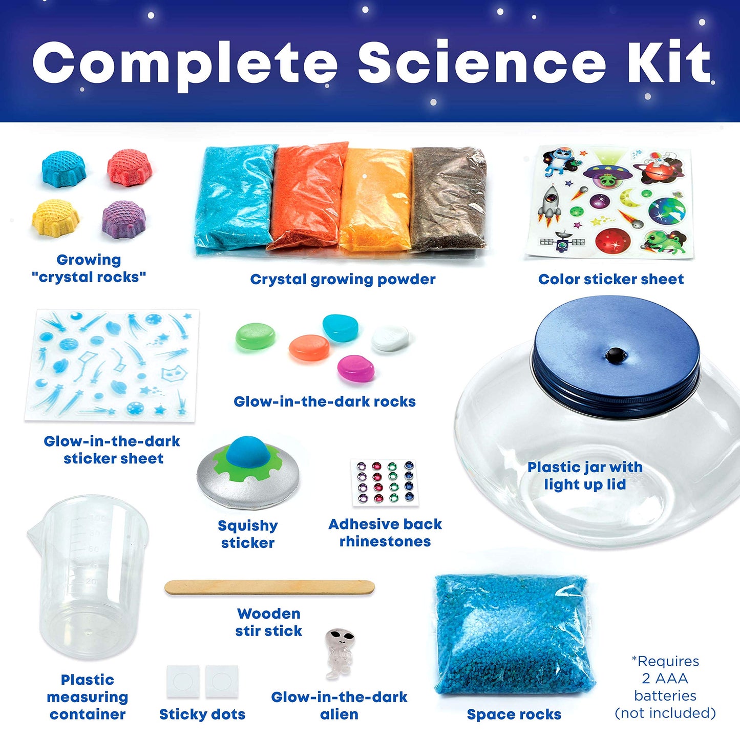 Creativity for Kids Crystal Space Terrarium Kit - Crystal Growing Kit for Kids - DIY STEM Science Kit for Boys and Girls