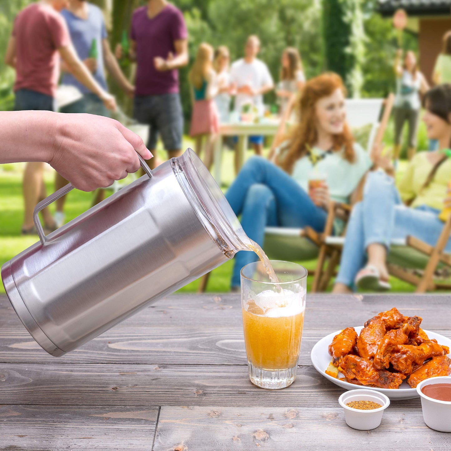 XPAC 84-Ounce (2.5L) Sweat-Free Beverage/Water Pitcher with Lid, Stainless Steel, Vacuum Insulated, Keeps Drinks Cold For Hours