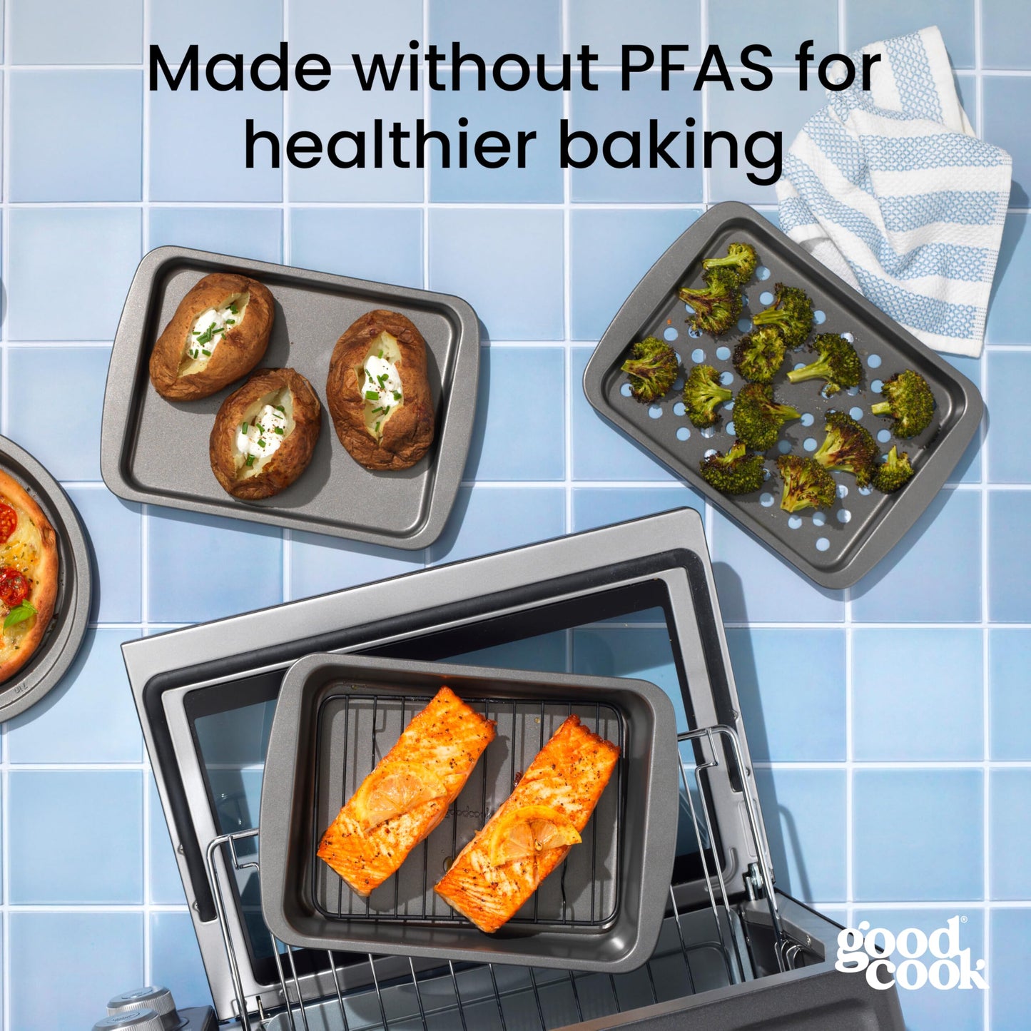 GoodCook Everyday Nonstick Toaster Oven 6-Piece Steel Bakeware Set, Gray