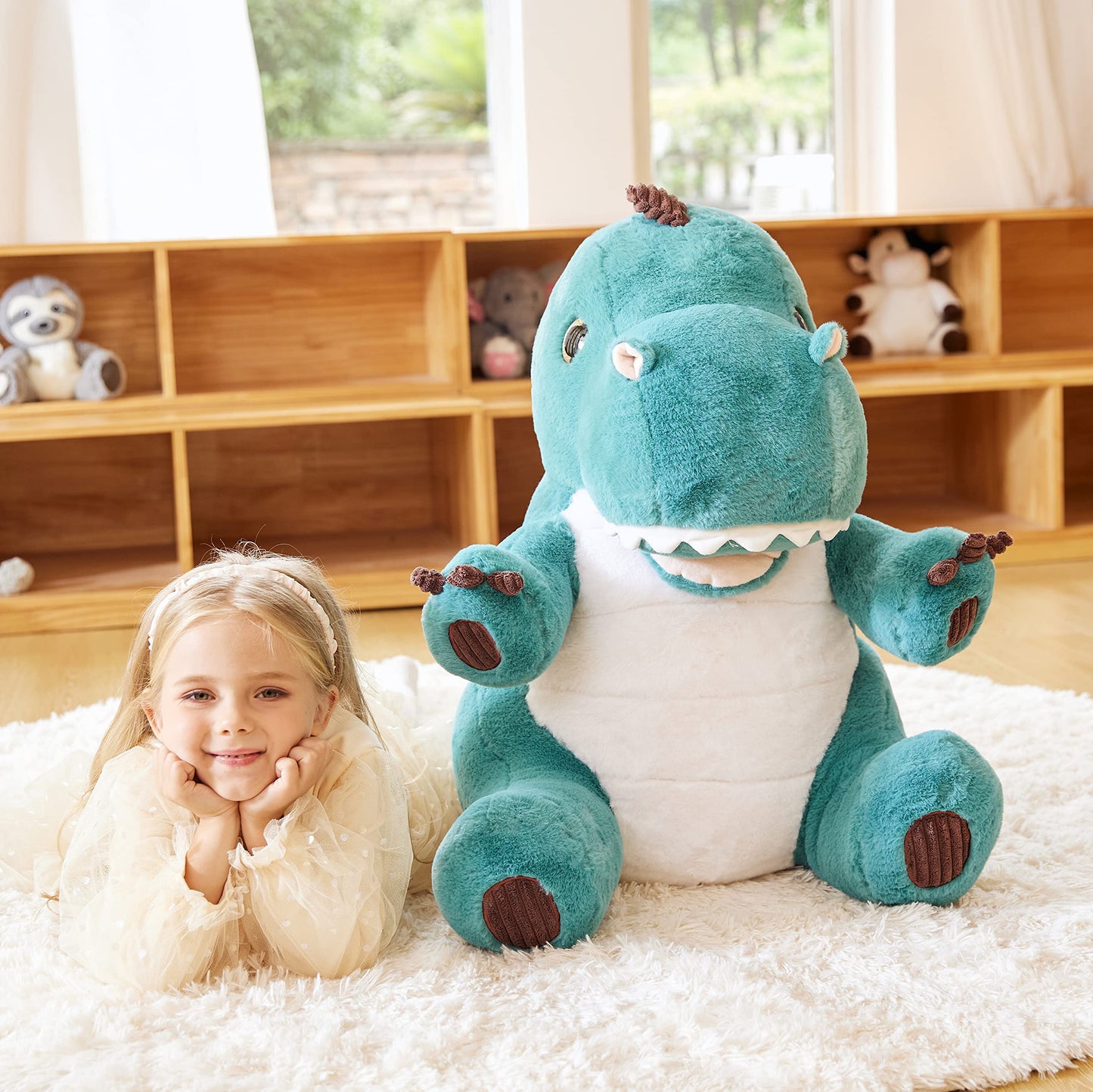 EARTHSOUND Giant Dinosaur Stuffed Animal Plush Toy,Large Jumbo 23" Cute Soft Toys,Big Size Huge Fluffy Plushy Oversized Fat Plushie,Gifts for Kids Girls Boys Girlfriend (23 inches, Lake Blue)