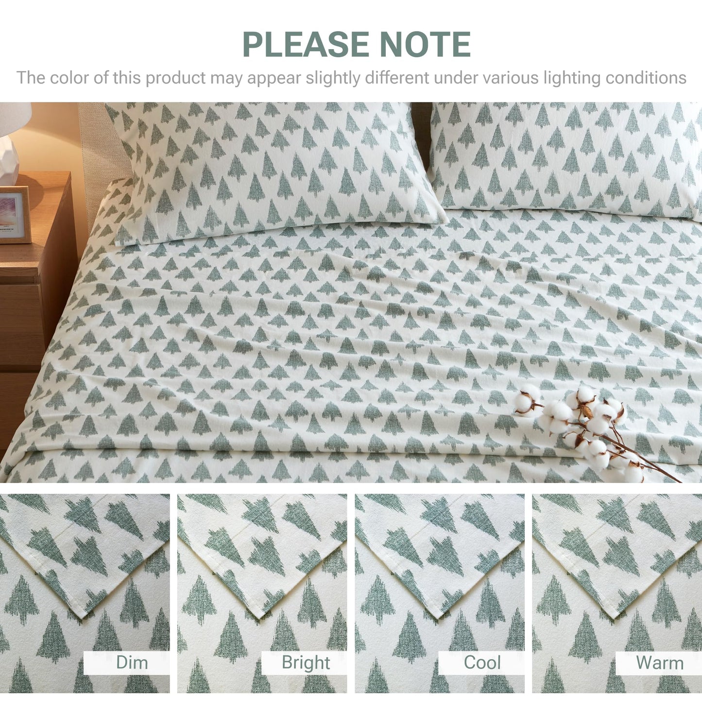True North by Sleep Philosophy Cotton Sheet Set Cozy Print 100% Cotton Flannel Sheets Bedding Set, Oversized Sheets, Deep Pocket Fits Up to 14" Mattress Queen Bed Sheets Queen Ikat Tree 4 Piece