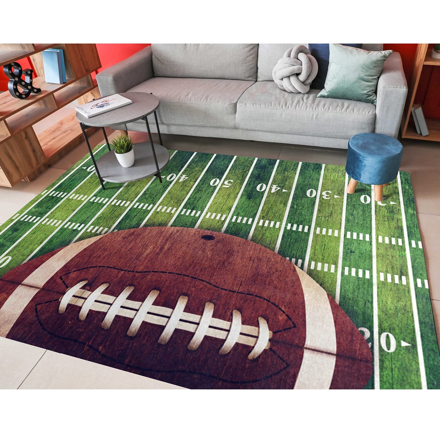 ALAZA Grunge American Football Field Non Slip Area Rug 4'10" x 6'8" for Living Dinning Room Bedroom Kitchen Hallway Office Modern Home Decorative