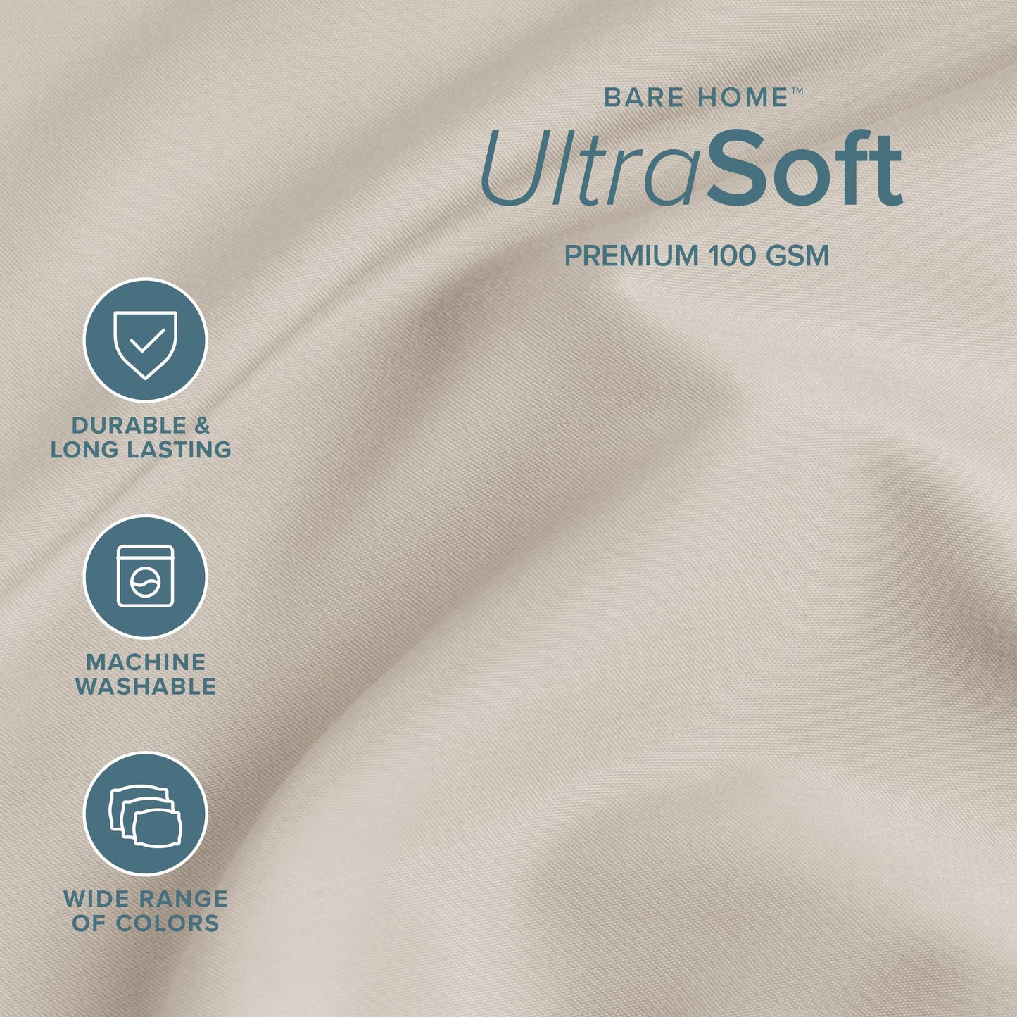 Bare Home King Sheet Set - 1800 Ultra-Soft Microfiber King Bed Sheets - Double Brushed - Deep Pockets - Easy Fit - 4 Piece Set - Bedding Sheets & Pillowcases (King, Wheat)