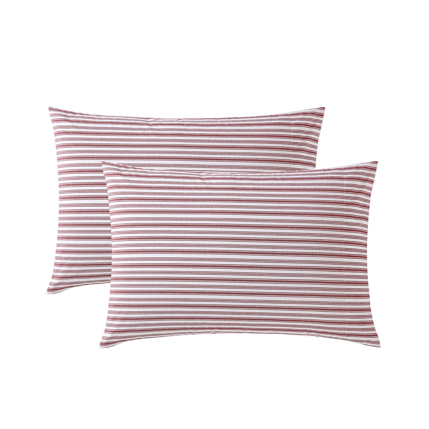 Nautica - Standard Pillowcase Set, 2-Piece Cotton Percale Bedding, Casual Home Decor (Coleridge Stripe Red, 20" x 30")