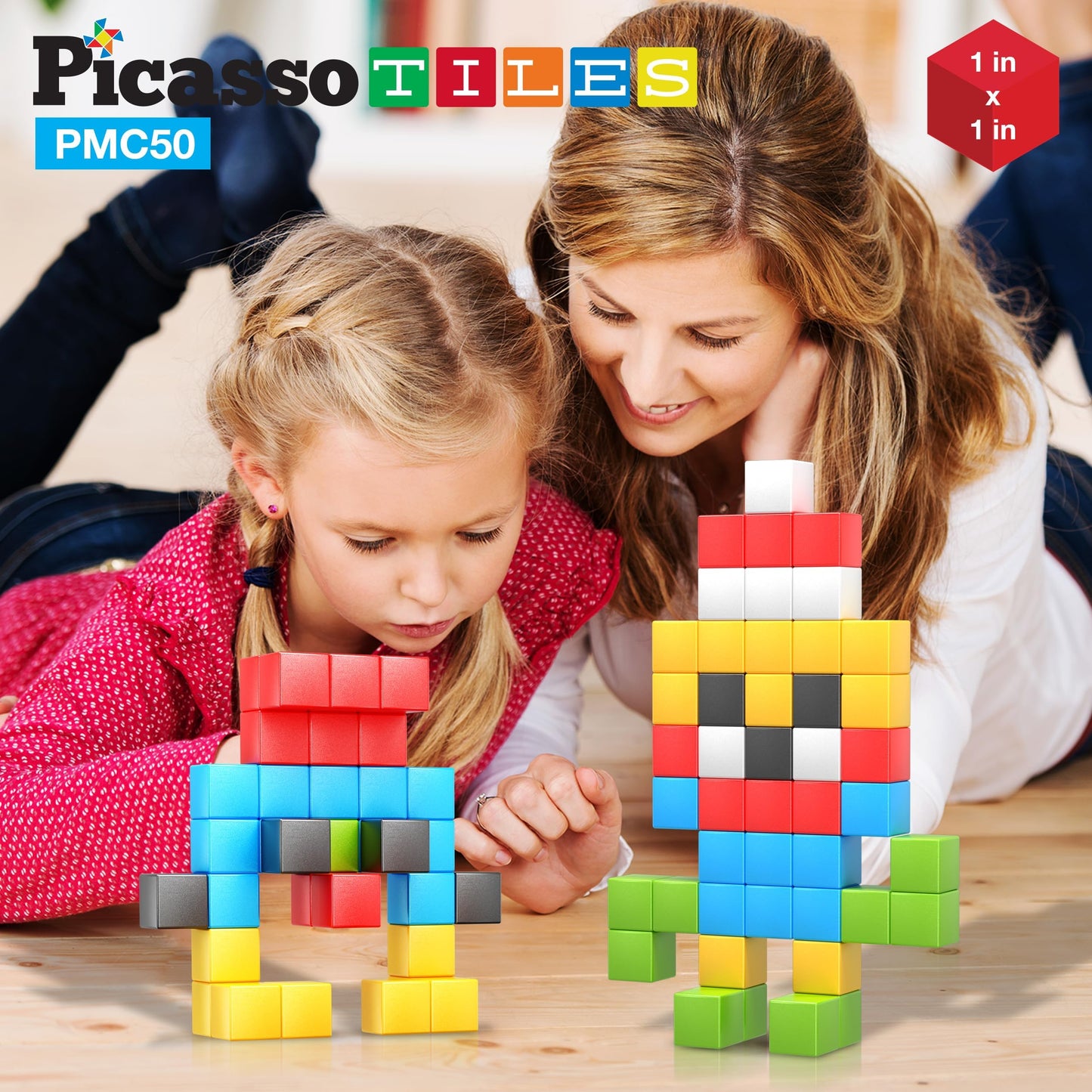 PicassoTiles Magnet Cube Building Blocks 54 Pieces 1.2" 3CM Magnetic Cubes Toy Construction Building Educational Sensory Toys with Idea Booklet for School & Preschool Kids Boys Girls Toddlers PMC301