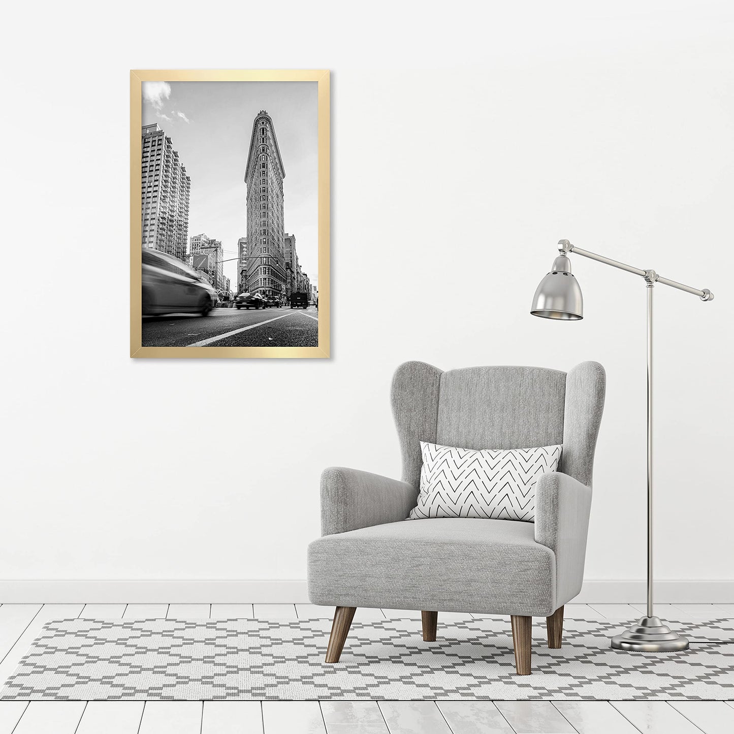 Americanflat 24x36 Poster Frame with Polished Plexiglass - Gold Picture Frame - Wide Photo Frames Made of Engineered Wood for Vertical or Horizontal Wall Display - Epic Collection - Gold