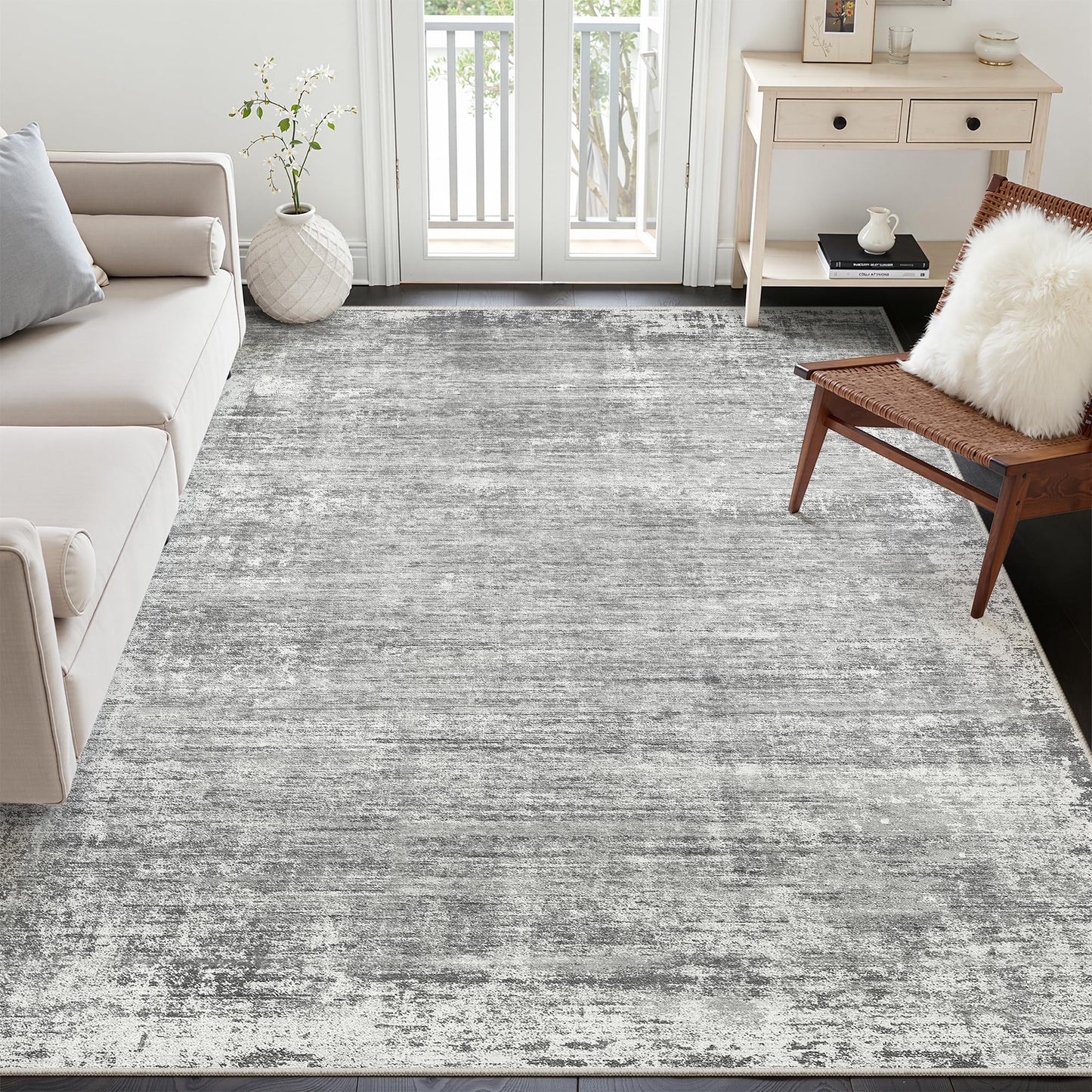 zesthome 5x7 Area Rugs, Modern Washable Rug, Non-Slip Rugs for Living Room, Stain Resistant Abstract Rugs, Ultra-Thin Indoor Area Rug 5x7, Home Decor Grey Rug