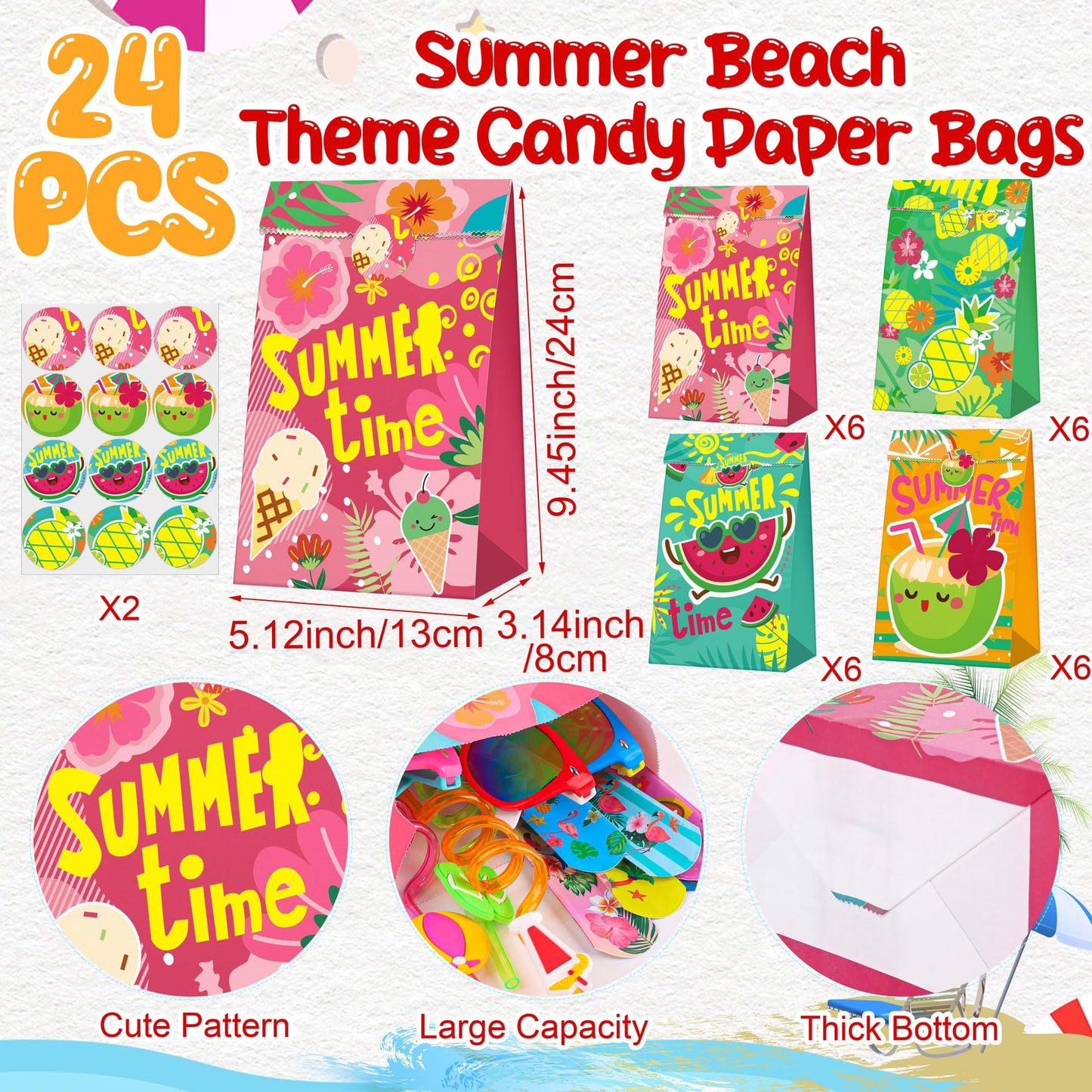 Elcoho 144 Pieces Pool Party Favors Beach Toys Including Inflatable Beach Ball, Sunglasses, Paper Bag Straw Tattoo Slap Bracelet Beach Summer Party Favors for Birthday Graduate Pool Party Age 4-12