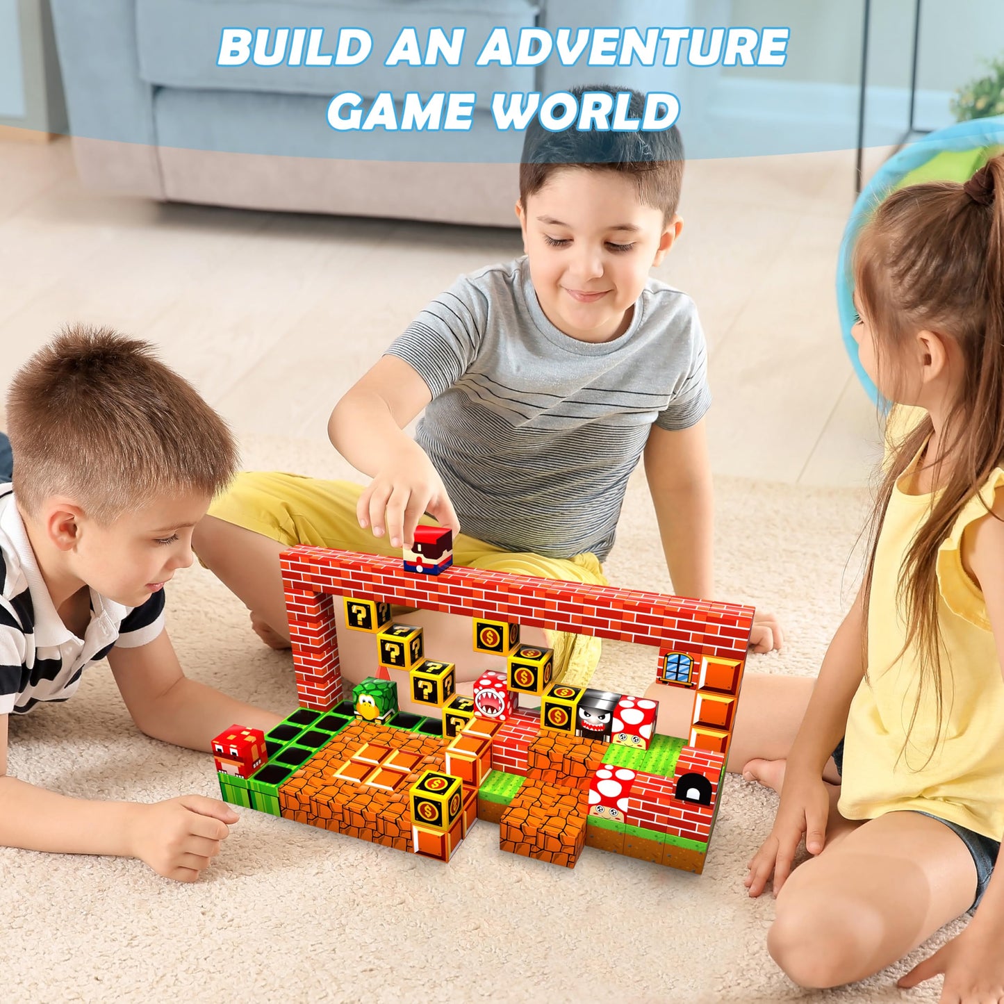 Magnetic Blocks - 200PCS Build 3D Magnet Building Toys World with Magnetic Tiles, STEM Kids Sensory Toys, Toy Magnetic Building Set B-Day Gifts for Age 3 4 5 6-10 Year Old Boys Girls