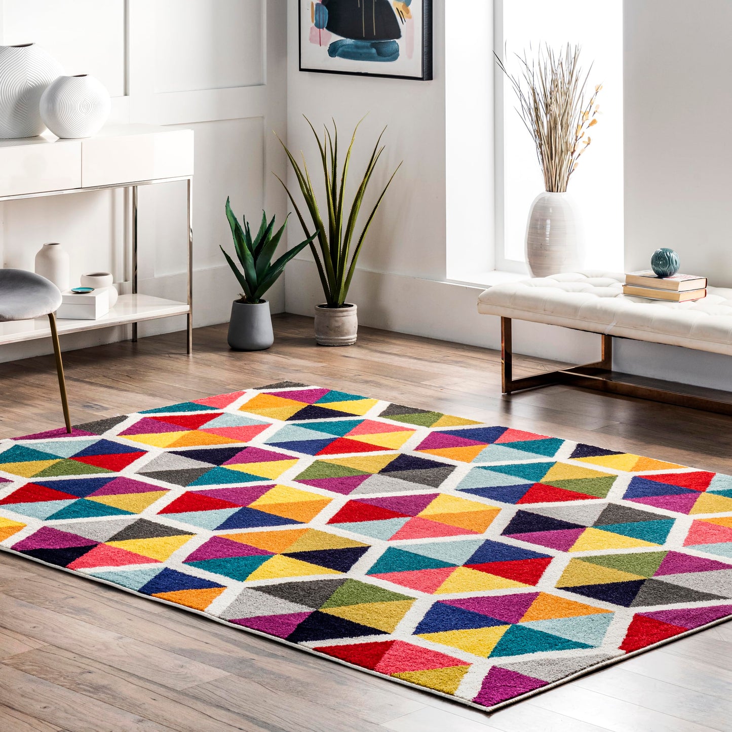 nuLOOM Maris Geometric 4x6 Area Rug for Living Room Bedroom Dining Room Nursery Kitchen, Multicolor/Ivory