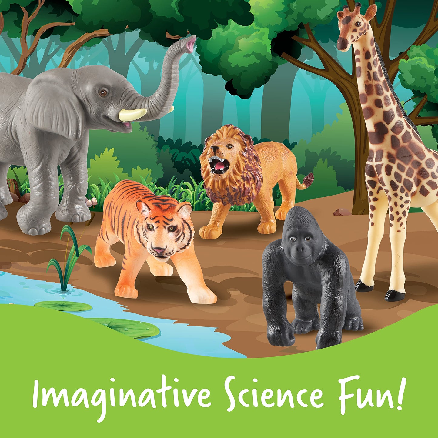 Learning Resources LER0693 Jumbo Jungle Animals, Multicolored