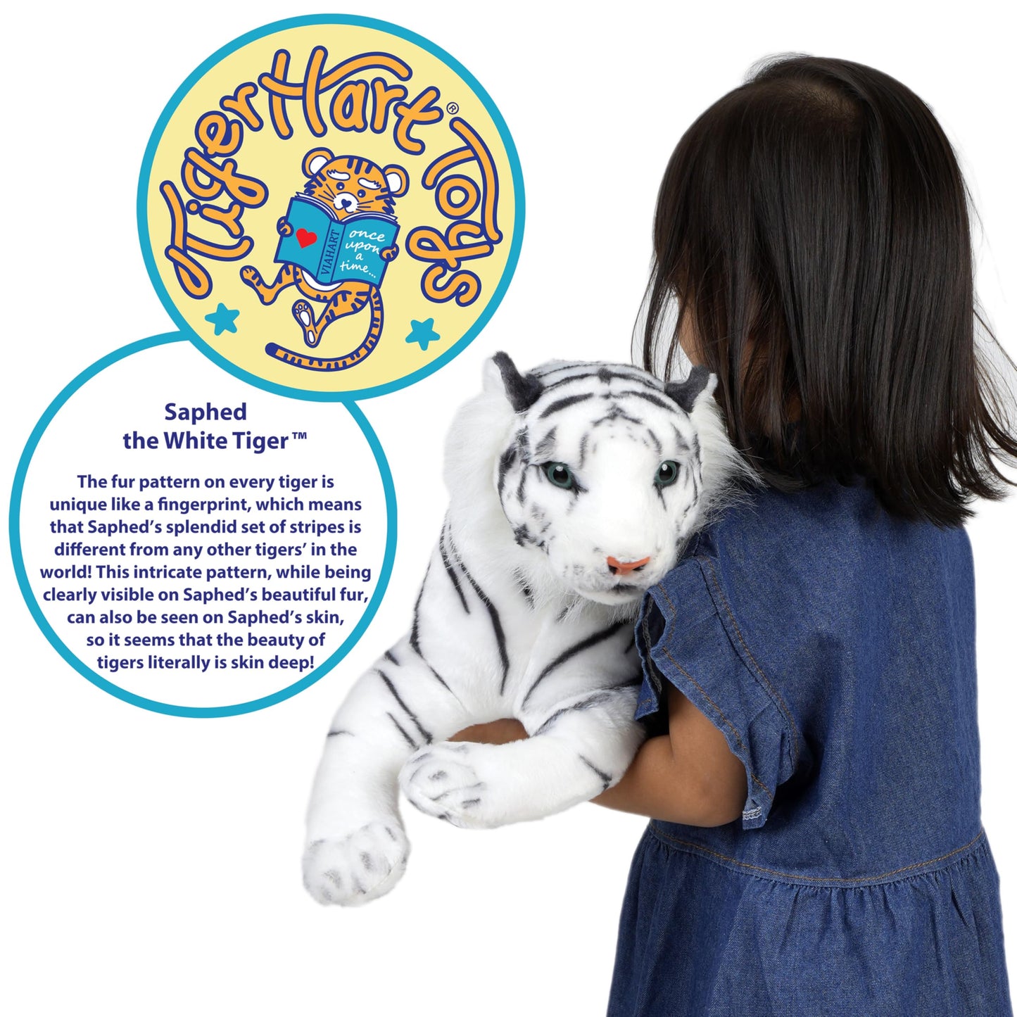 TigerHart Saphed The White Tiger - Squeeze Me! - 17 Inch Stuffed Animal Plush