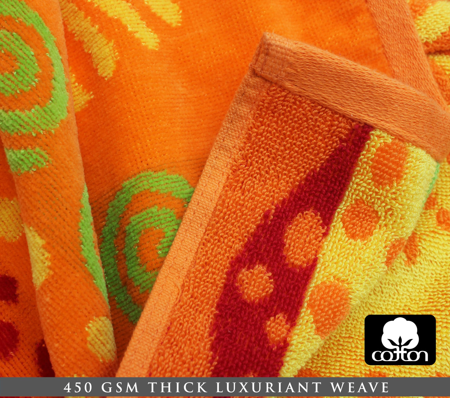 COTTON CRAFT Oversized Beach Towels - 2 Pack XXL 35x84 - The Big Kahuna 7 Foot Extra Large Beach Blanket Towel - Big & Tall - 100% Cotton Jacquard Velour Soft Luxury Towel - Sunshine Orange Yellow