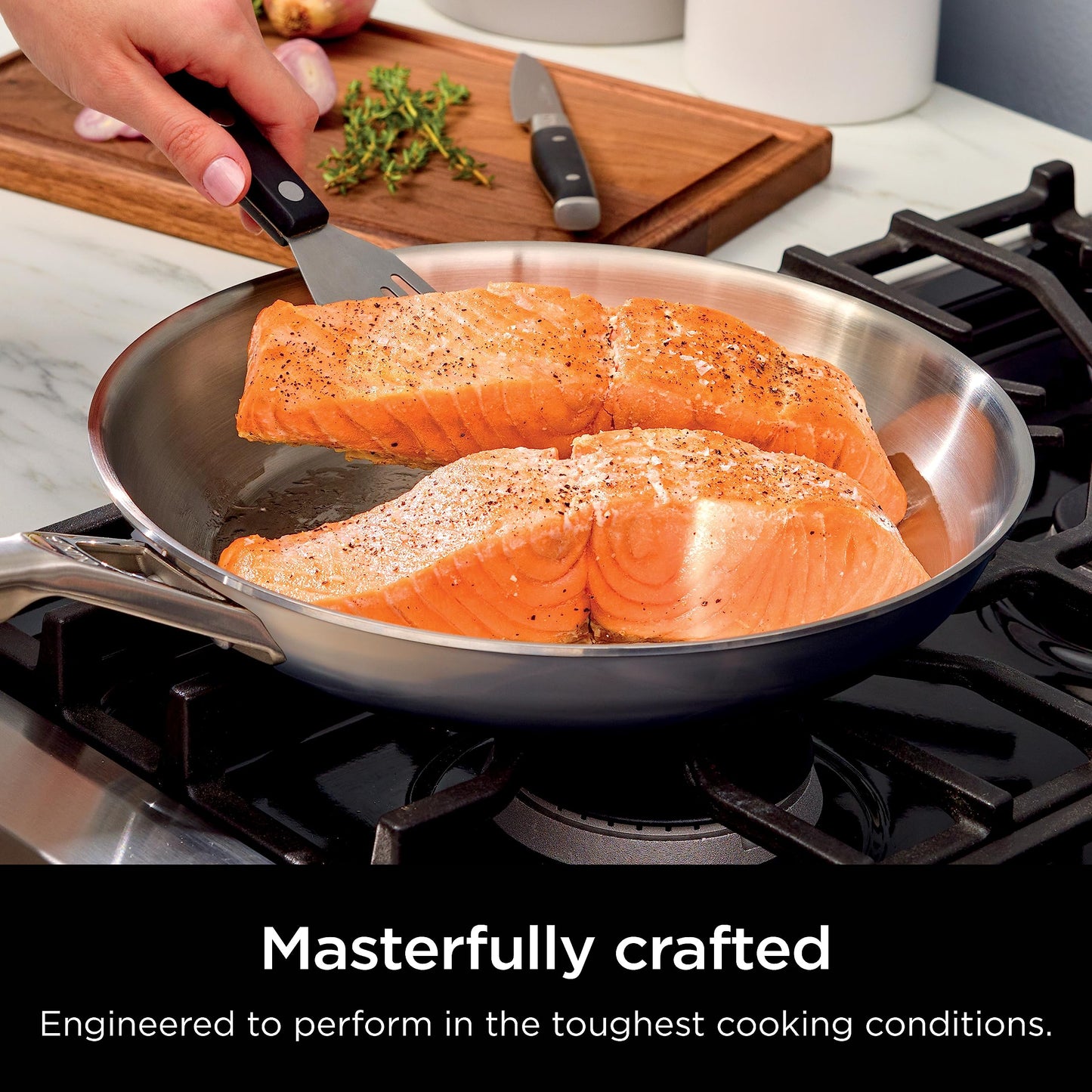 Ninja EverClad Commercial-Grade Stainless Steel 10.25" Fry Pan, Tri-Ply Pans, Oven Safe to 600°F, All Stovetops & Induction Compatible, Stainless, C90026