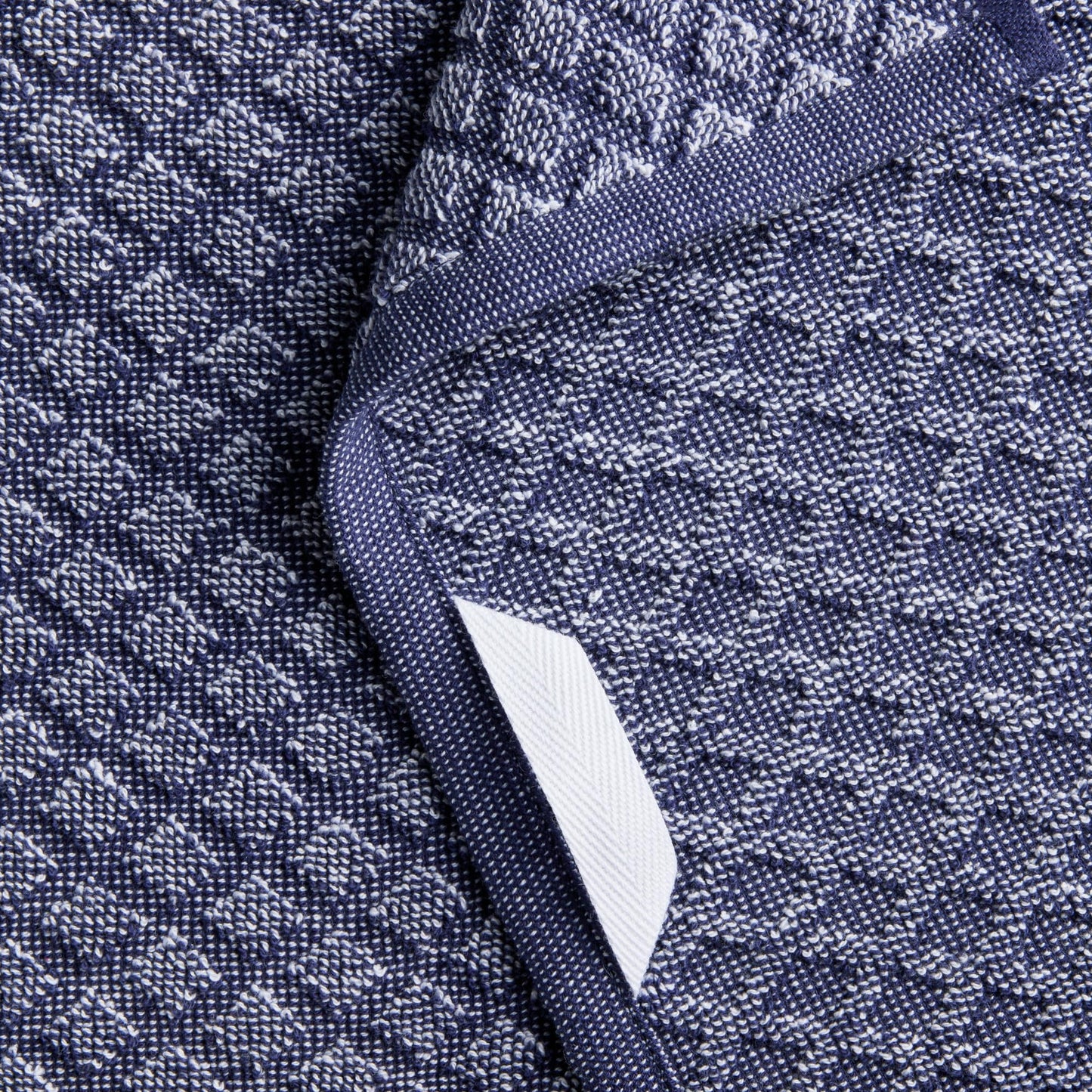 Martha Stewart Honeycomb Chambray Textured Kitchen Towel 4-Pack Set, 100% Cotton with Absorbent Terrycloth, Decorative Kitchen Towels, Navy Blue, 16"x28"